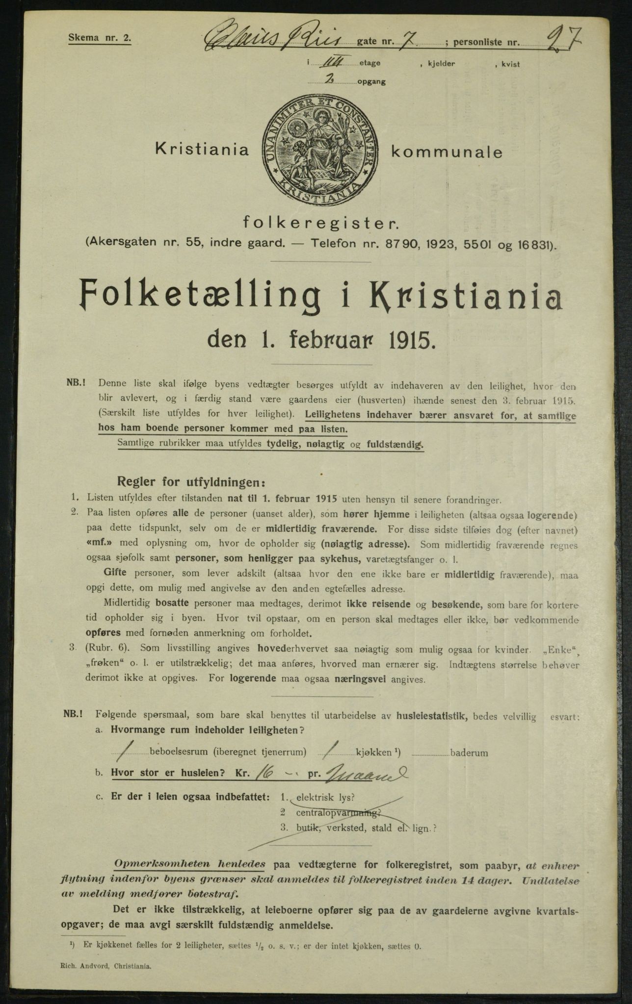 OBA, Kommunal folketelling 1.2.1915 for Kristiania, 1915, s. 12788