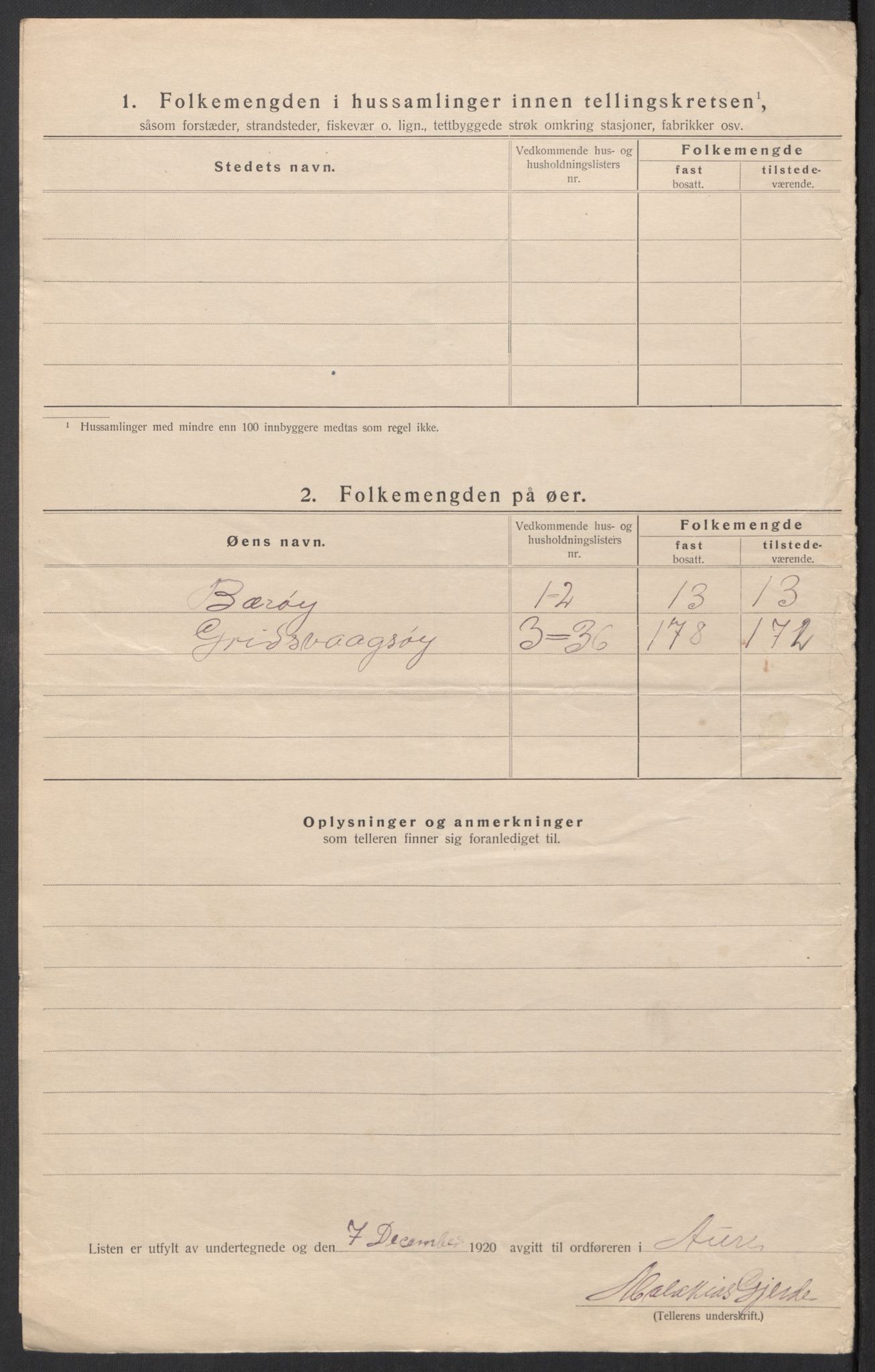 SAT, Folketelling 1920 for 1569 Aure herred, 1920, s. 43