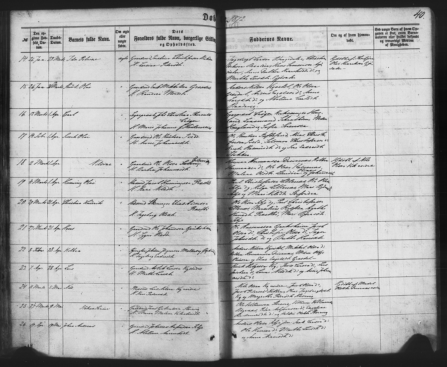 Fitjar sokneprestembete, AV/SAB-A-99926: Ministerialbok nr. A 1, 1862-1881, s. 40