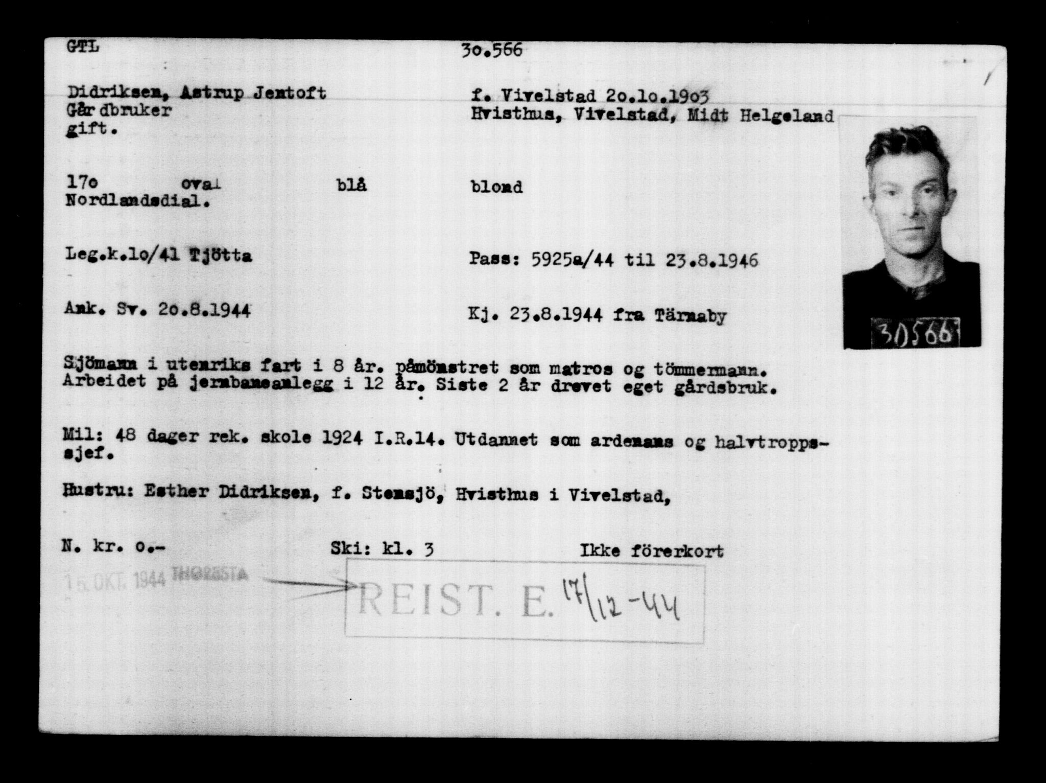 Utenriksstasjonene, Legasjonen i Stockholm, Flyktningkontoret, AV/RA-S-6753/V/Va/L0012: Kjesäterkartoteket, flyktninger med registreringsnr. 28300-31566, 1940-1945, s. 2472