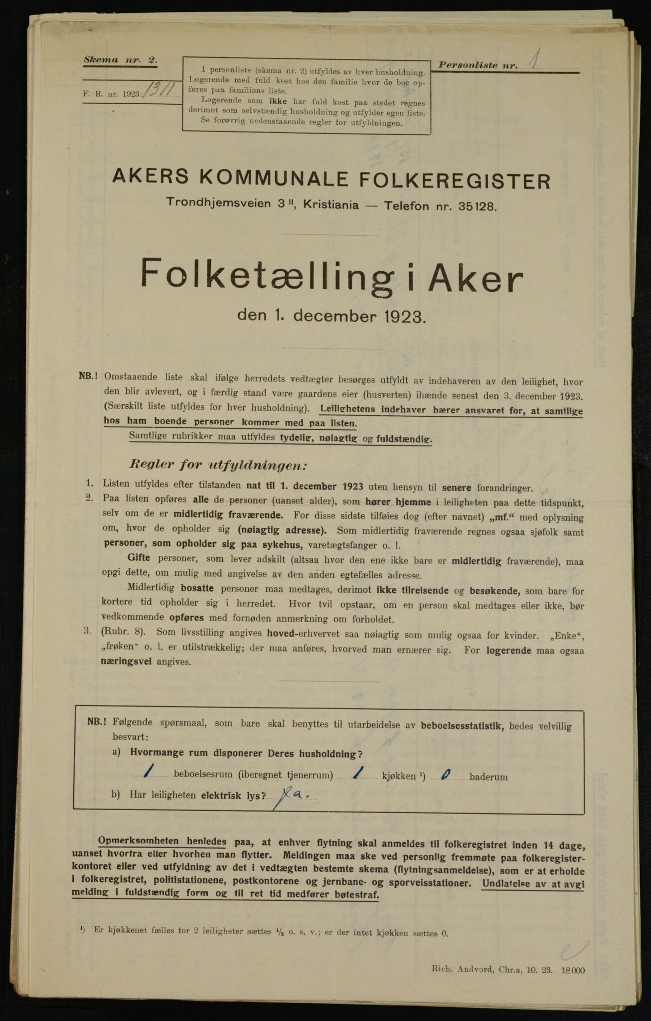 , Kommunal folketelling 1.12.1923 for Aker, 1923, s. 44178