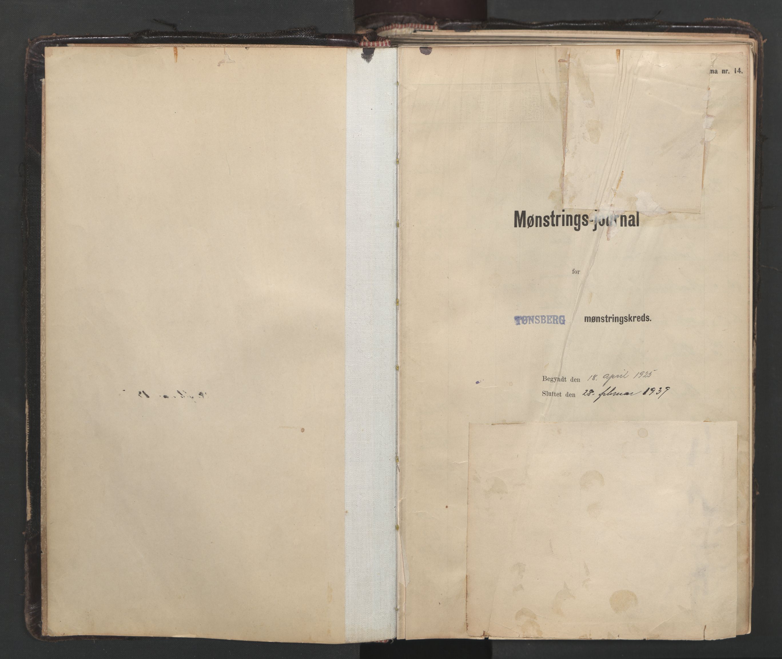 Tønsberg innrulleringskontor, AV/SAKO-A-786/H/Ha/L0008: Mønstringsjournal, 1925-1939, s. 3