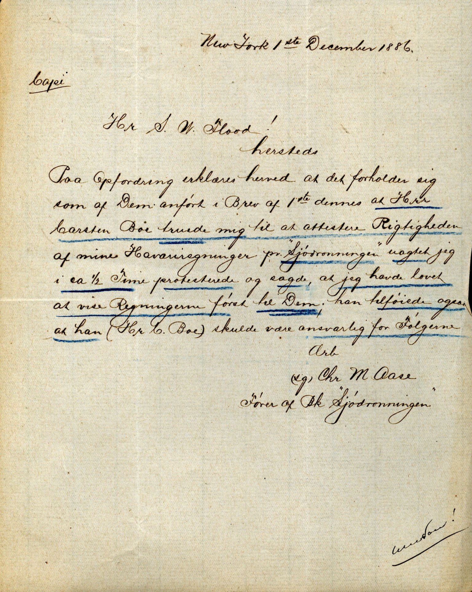 Pa 63 - Østlandske skibsassuranceforening, VEMU/A-1079/G/Ga/L0019/0013: Havaridokumenter / Christopher Columbus, Roma, Condor, Sjødronningen, 1886, s. 17