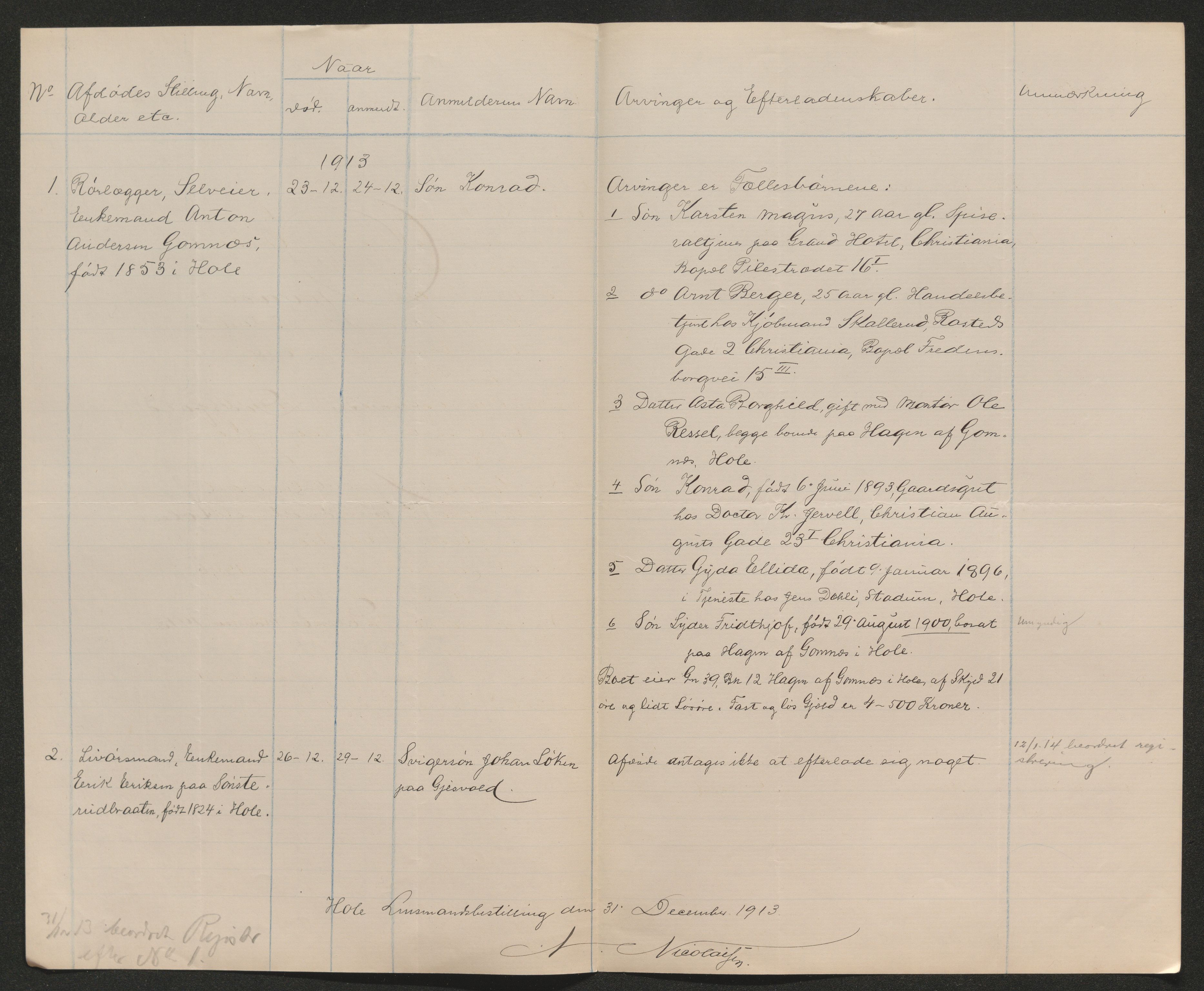Ringerike sorenskriveri, AV/SAKO-A-105/H/Ha/Hab/L0019: Dødsfallslister Hole, 1842-1917