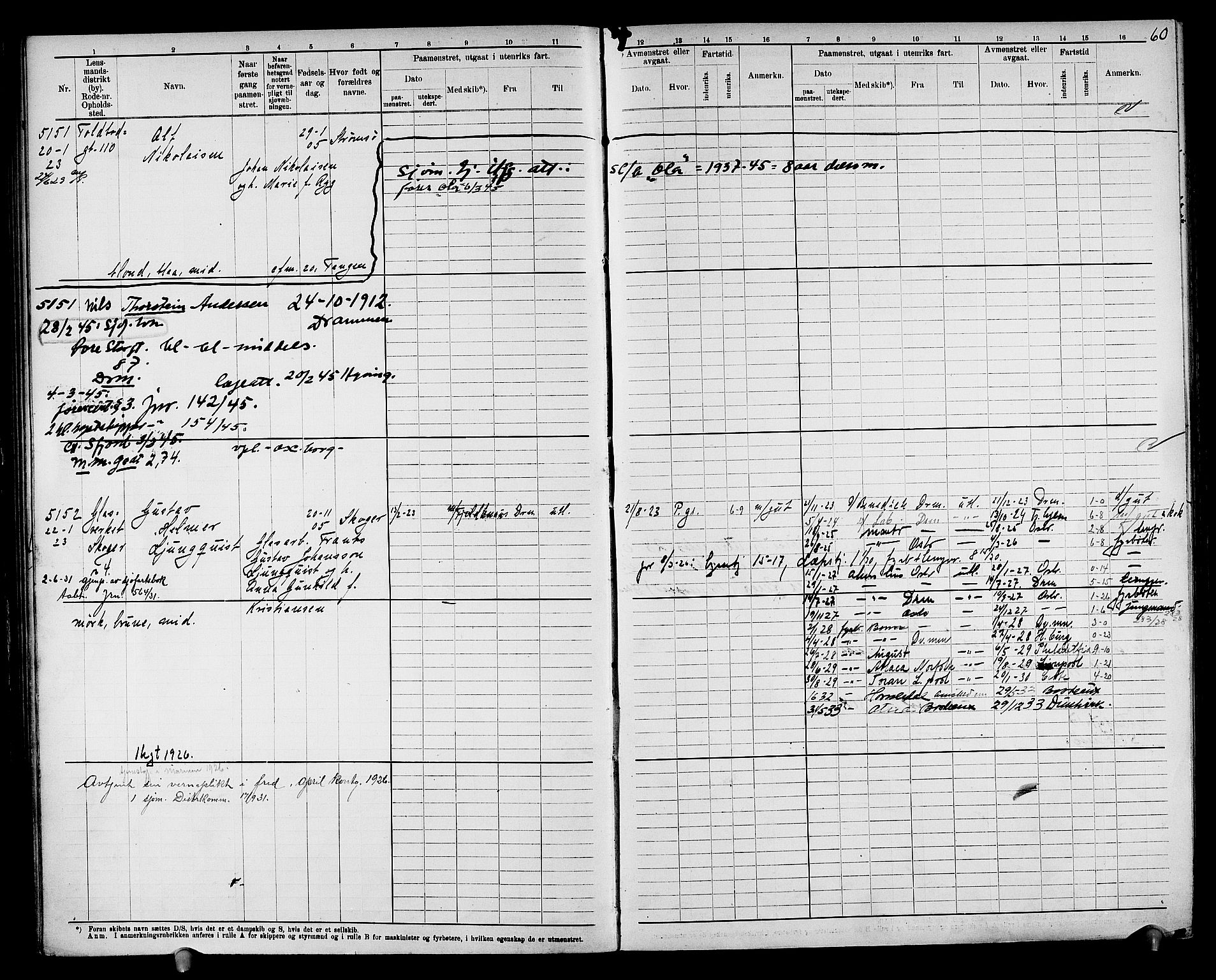 Drammen innrulleringsdistrikt, SAKO/A-781/F/Fc/L0007: Hovedrulle, 1922, s. 62