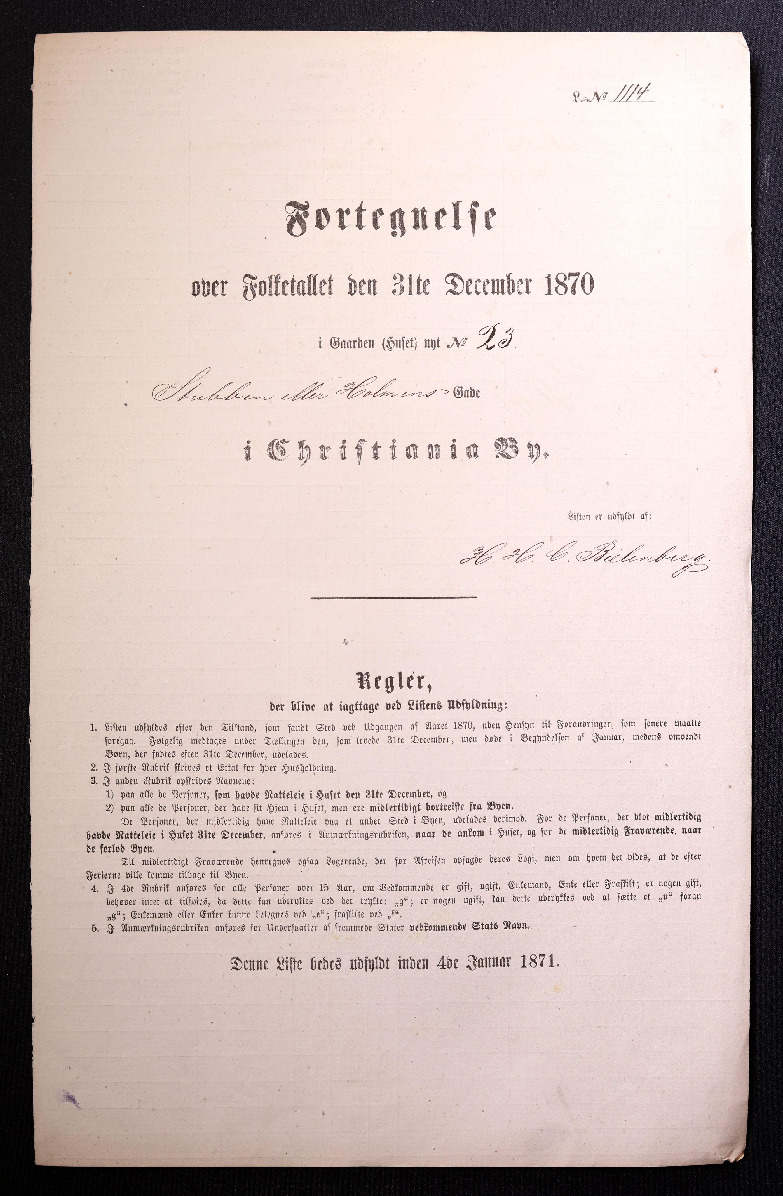 RA, Folketelling 1870 for 0301 Kristiania kjøpstad, 1870, s. 1315