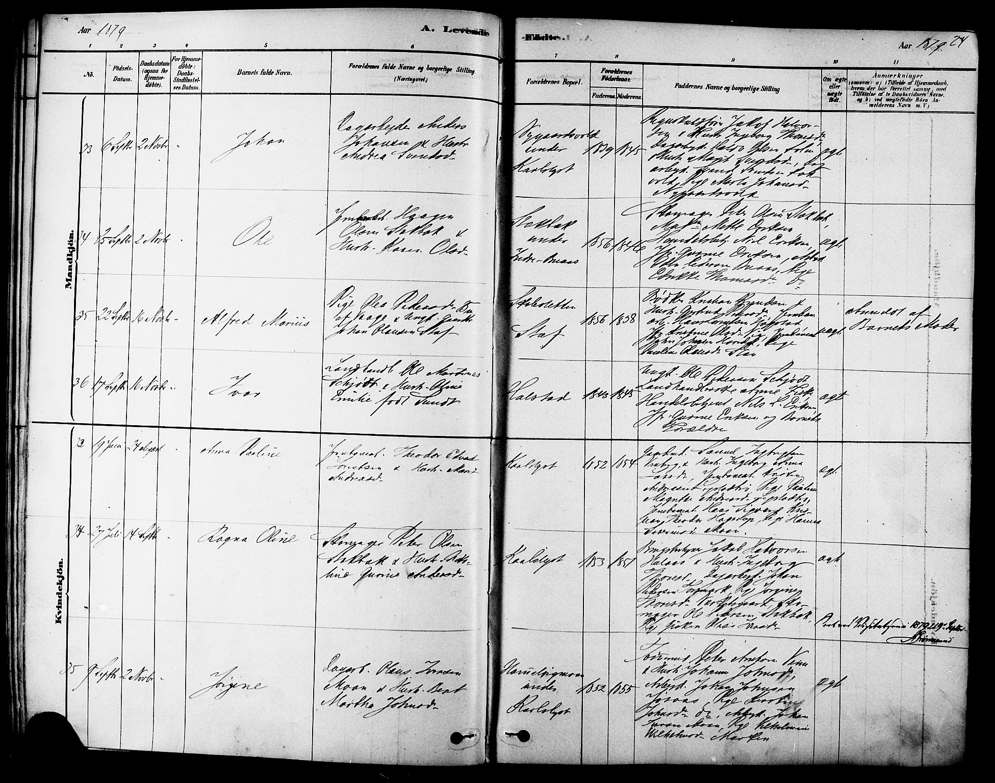 Ministerialprotokoller, klokkerbøker og fødselsregistre - Sør-Trøndelag, SAT/A-1456/616/L0410: Ministerialbok nr. 616A07, 1878-1893, s. 24