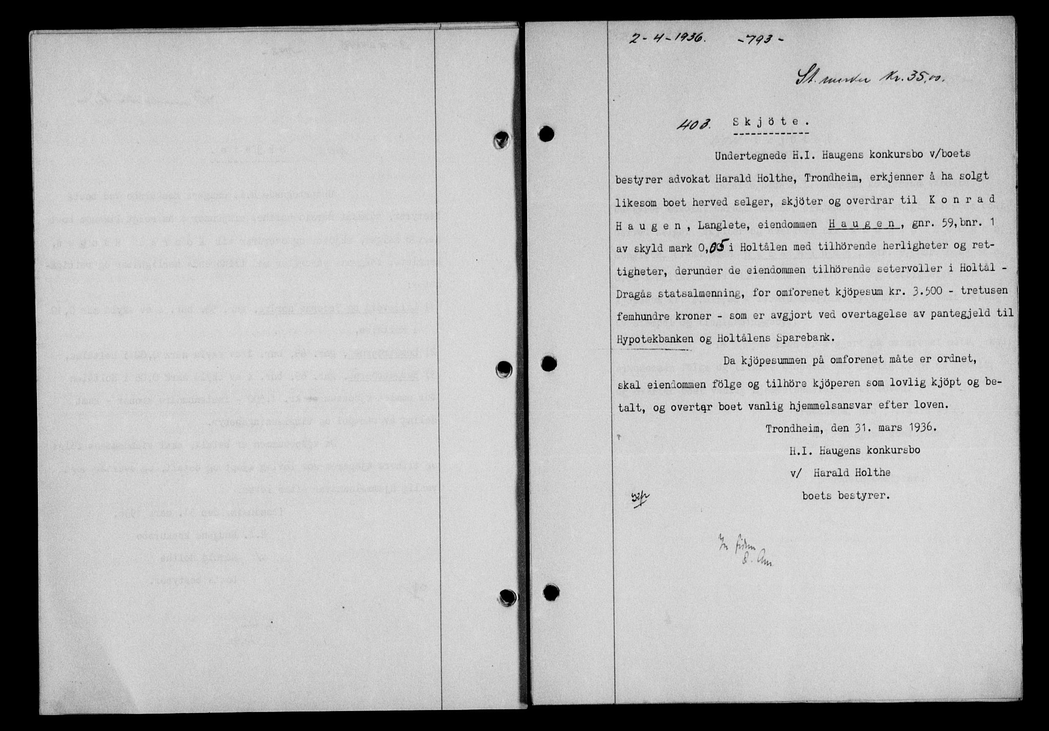 Gauldal sorenskriveri, SAT/A-0014/1/2/2C/L0045: Pantebok nr. 47-49, 1935-1936, Tingl.dato: 02.04.1936