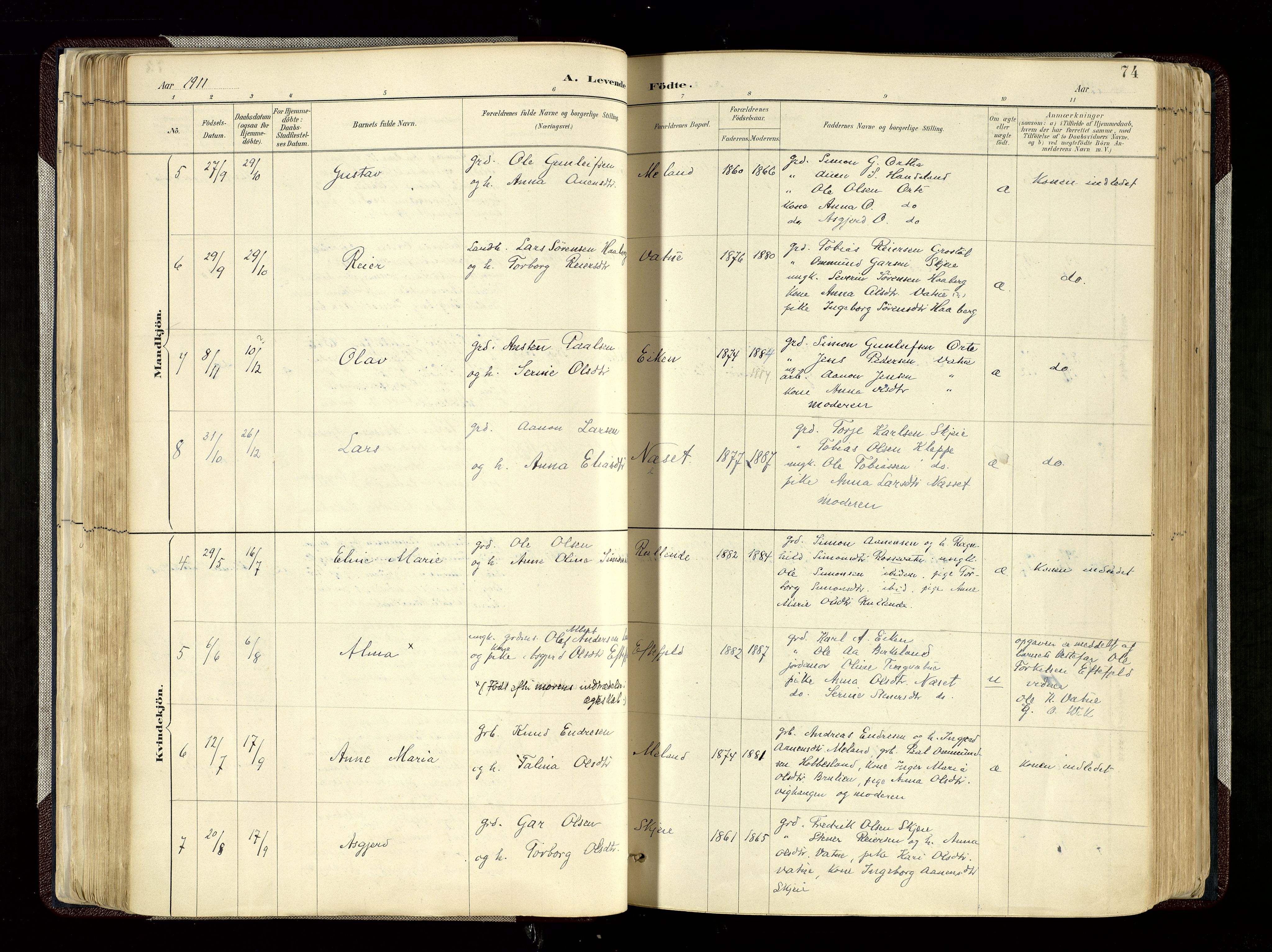 Hægebostad sokneprestkontor, AV/SAK-1111-0024/F/Fa/Fab/L0004: Ministerialbok nr. A 4, 1887-1929, s. 74