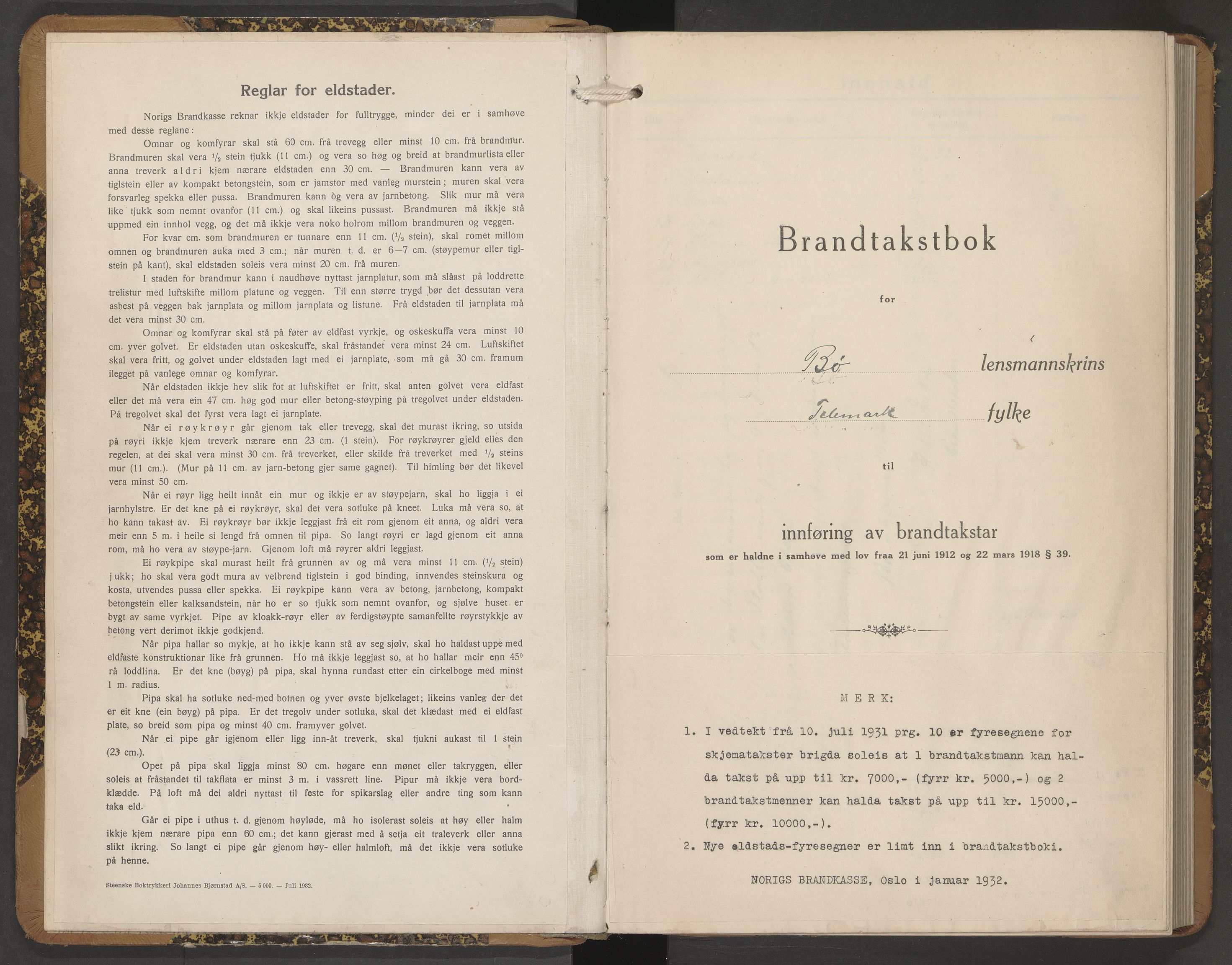 Bø lensmannskontor, AV/SAKO-A-553/Y/Yb/Ybb/L0008: Skjematakstprotokoll, 1932-1937