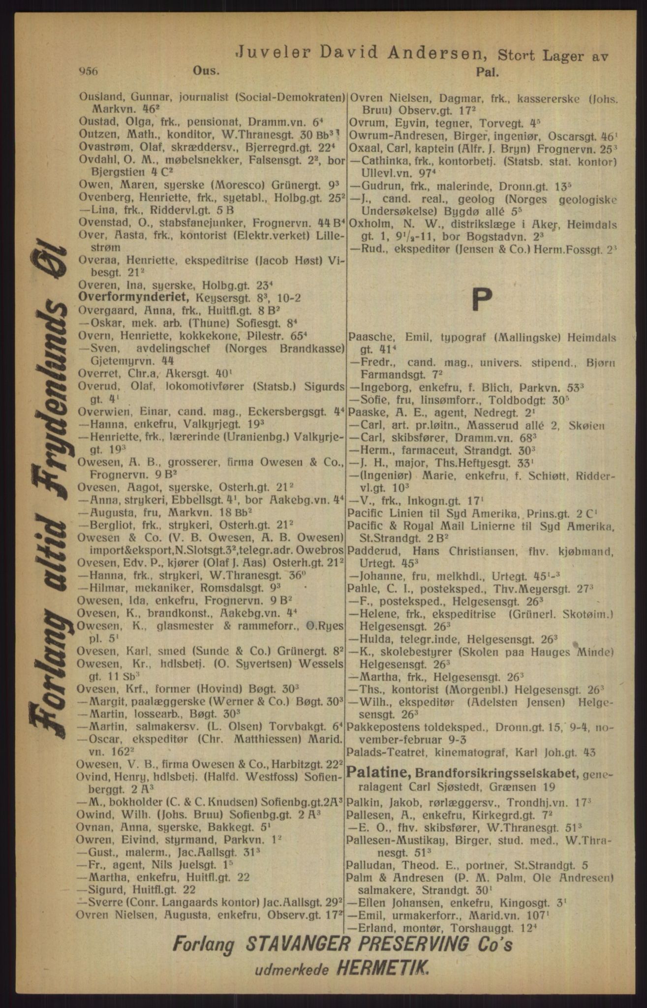 Kristiania/Oslo adressebok, PUBL/-, 1915, s. 956