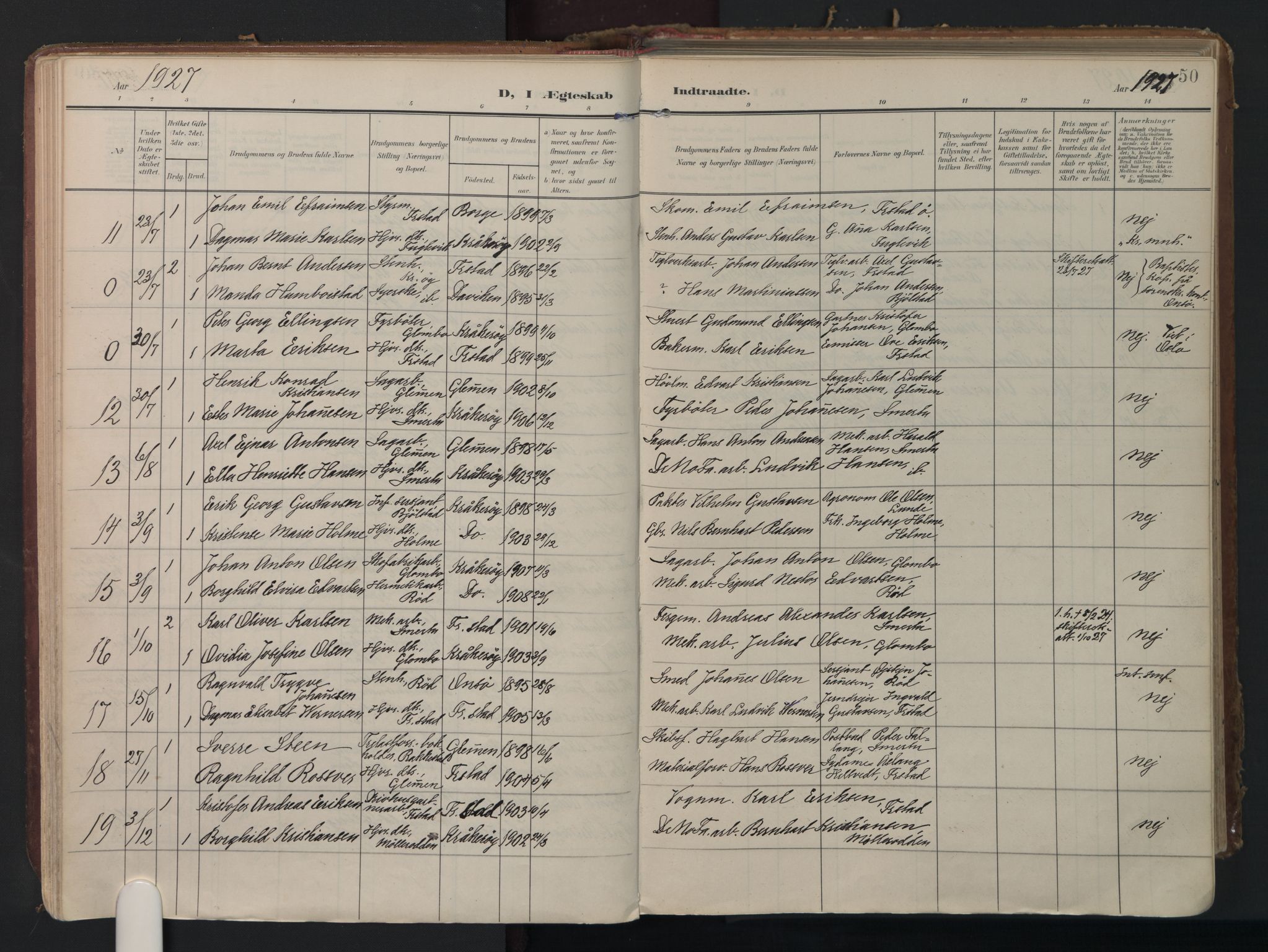Kråkerøy prestekontor Kirkebøker, AV/SAO-A-10912/F/Fa/L0004: Ministerialbok nr. 4, 1908-1965, s. 50