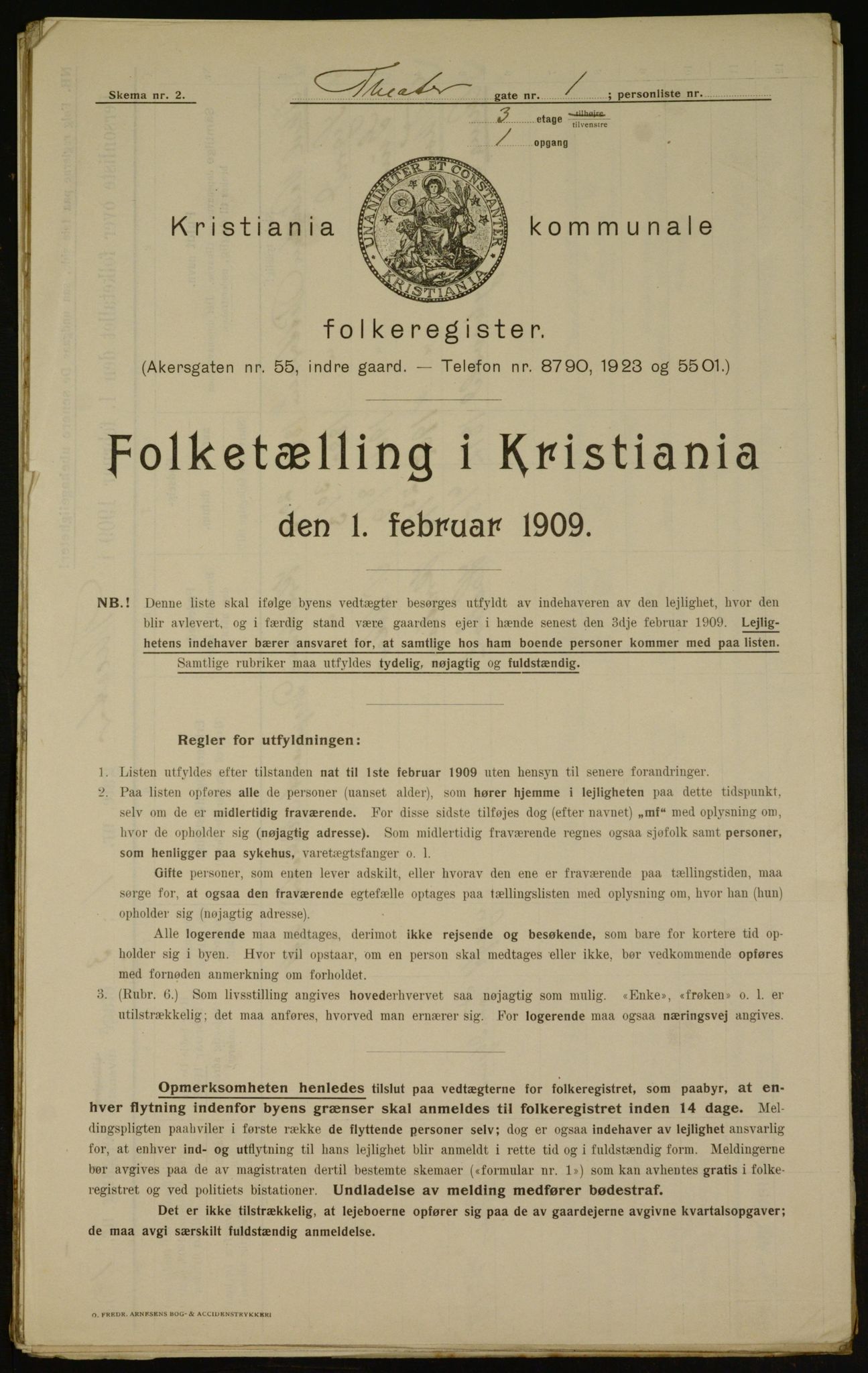 OBA, Kommunal folketelling 1.2.1909 for Kristiania kjøpstad, 1909, s. 96958