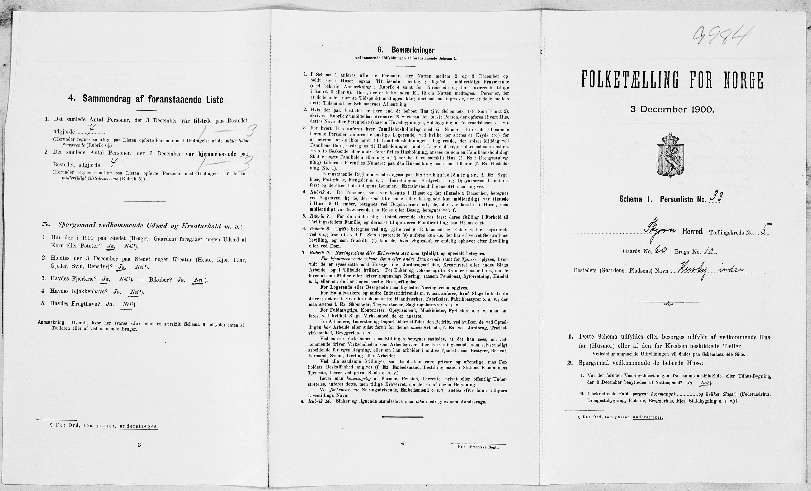 SAT, Folketelling 1900 for 1626 Stjørna herred, 1900, s. 474