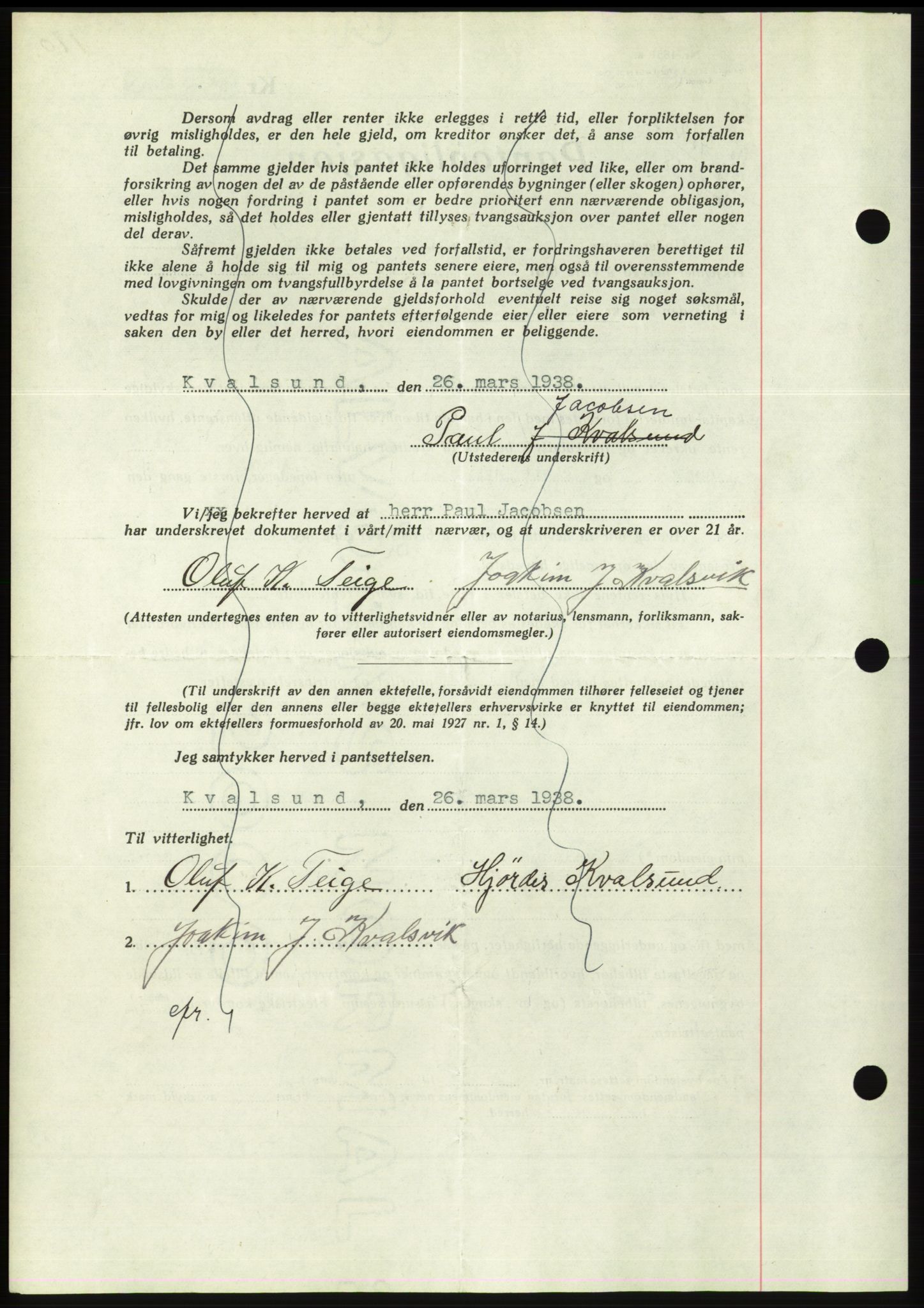 Søre Sunnmøre sorenskriveri, AV/SAT-A-4122/1/2/2C/L0065: Pantebok nr. 59, 1938-1938, Dagboknr: 412/1938