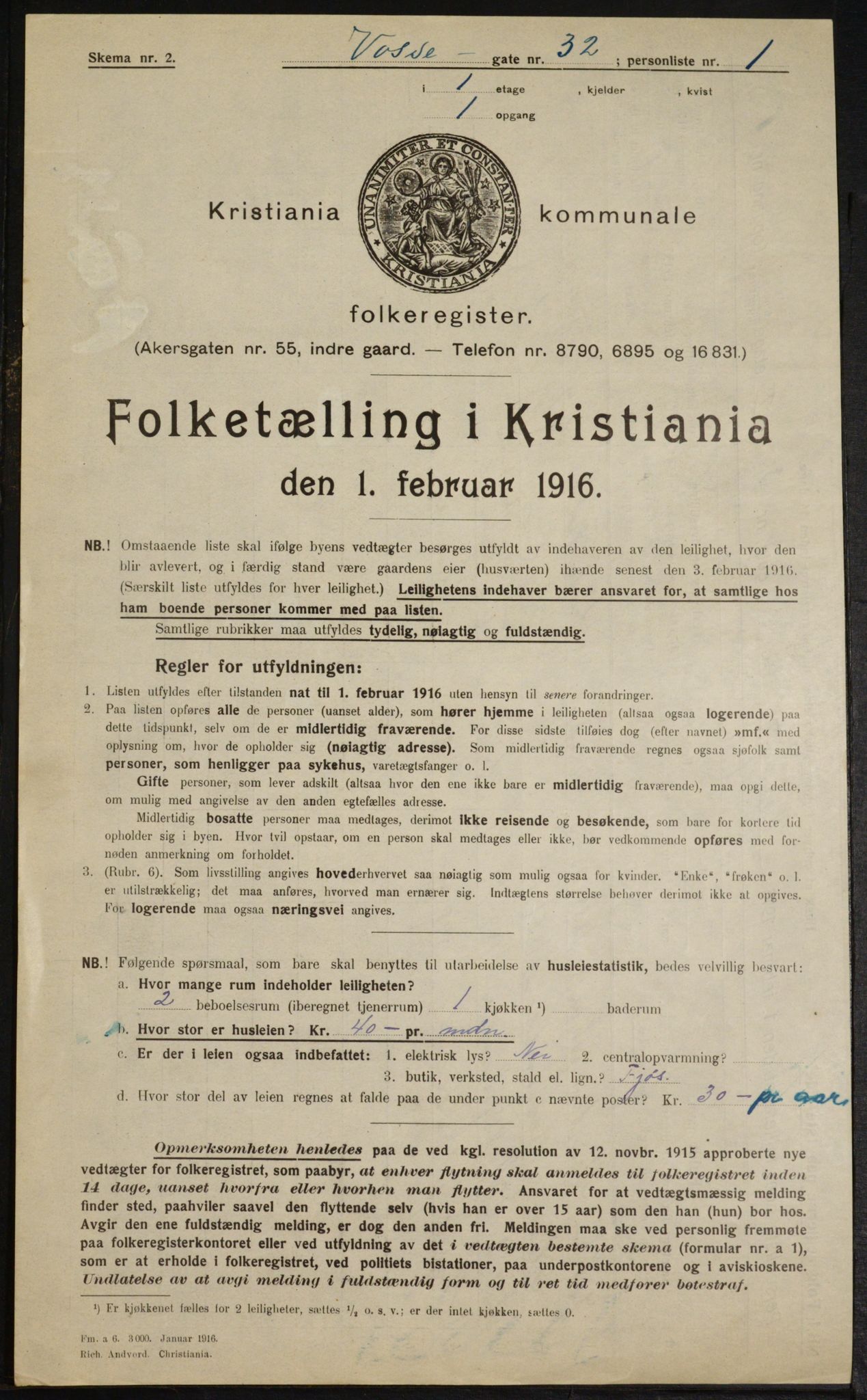 OBA, Kommunal folketelling 1.2.1916 for Kristiania, 1916, s. 129198