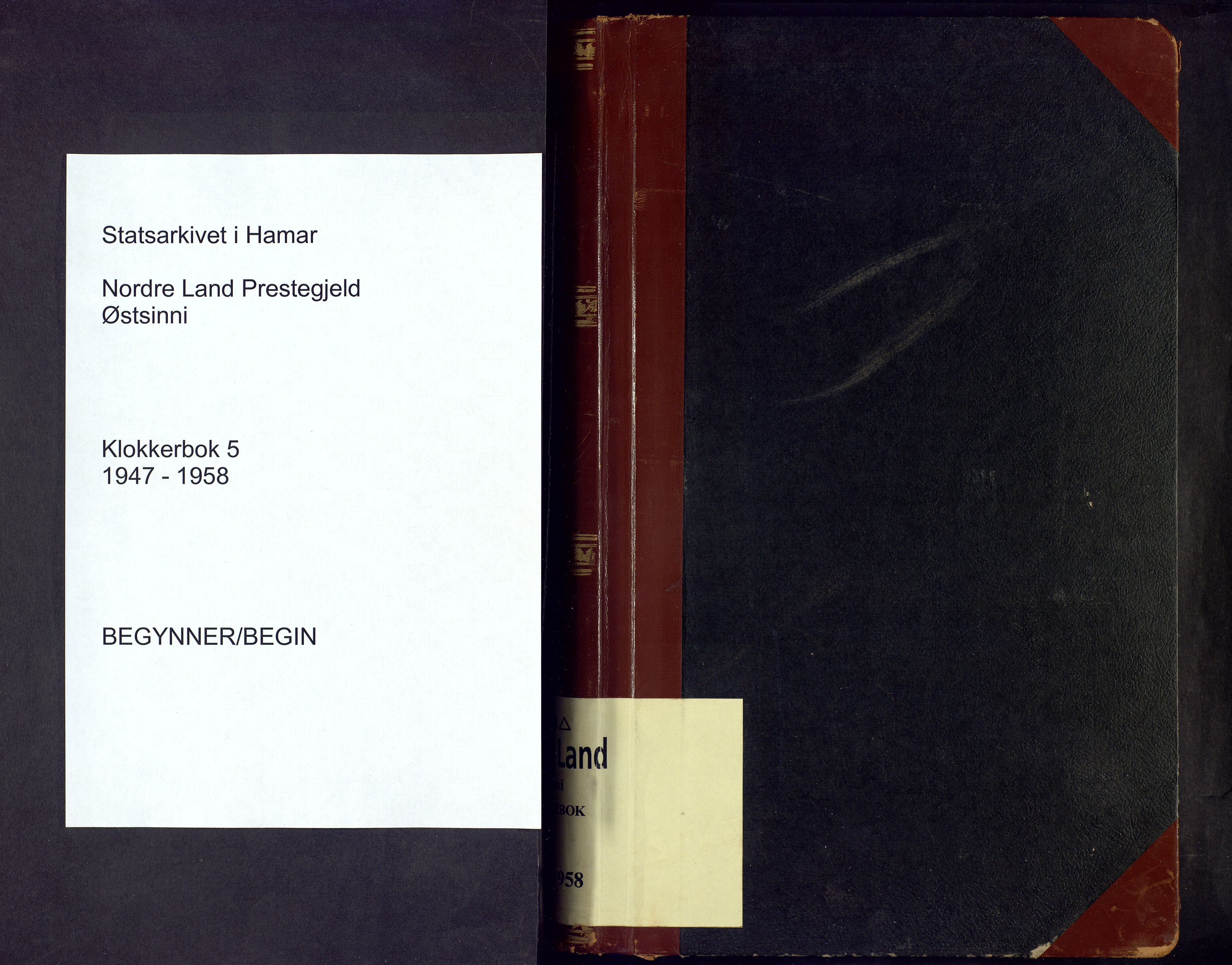 Nordre Land prestekontor, SAH/PREST-124/H/Ha/Hab/L0005: Klokkerbok nr. 5, 1947-1958