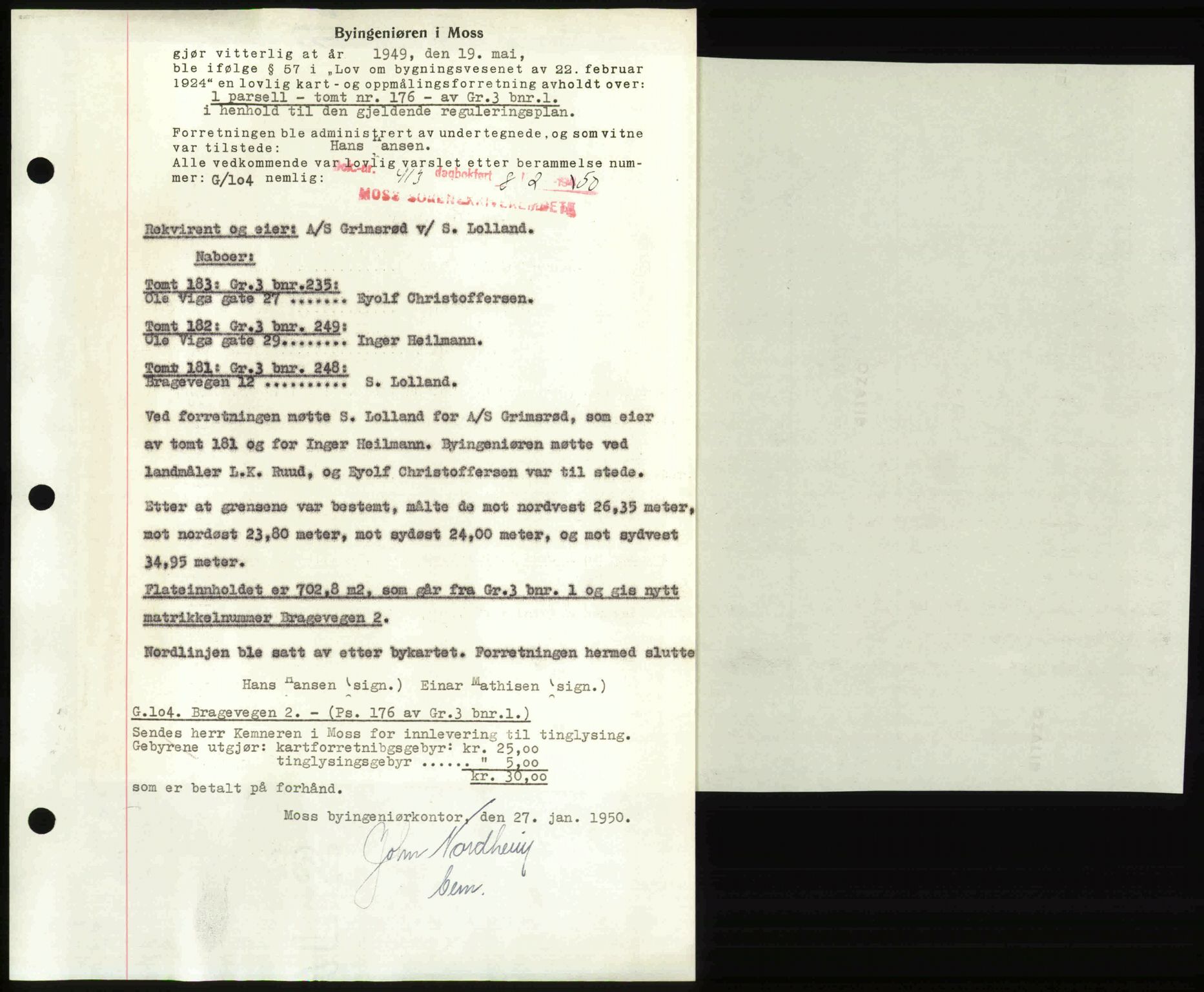 Moss sorenskriveri, SAO/A-10168: Pantebok nr. A25, 1950-1950, Dagboknr: 413/1950