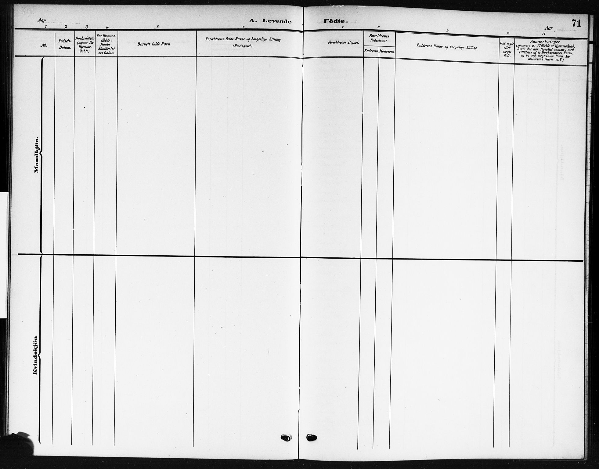 Rygge prestekontor Kirkebøker, AV/SAO-A-10084b/G/Ga/L0003: Klokkerbok nr. 3, 1906-1921, s. 71