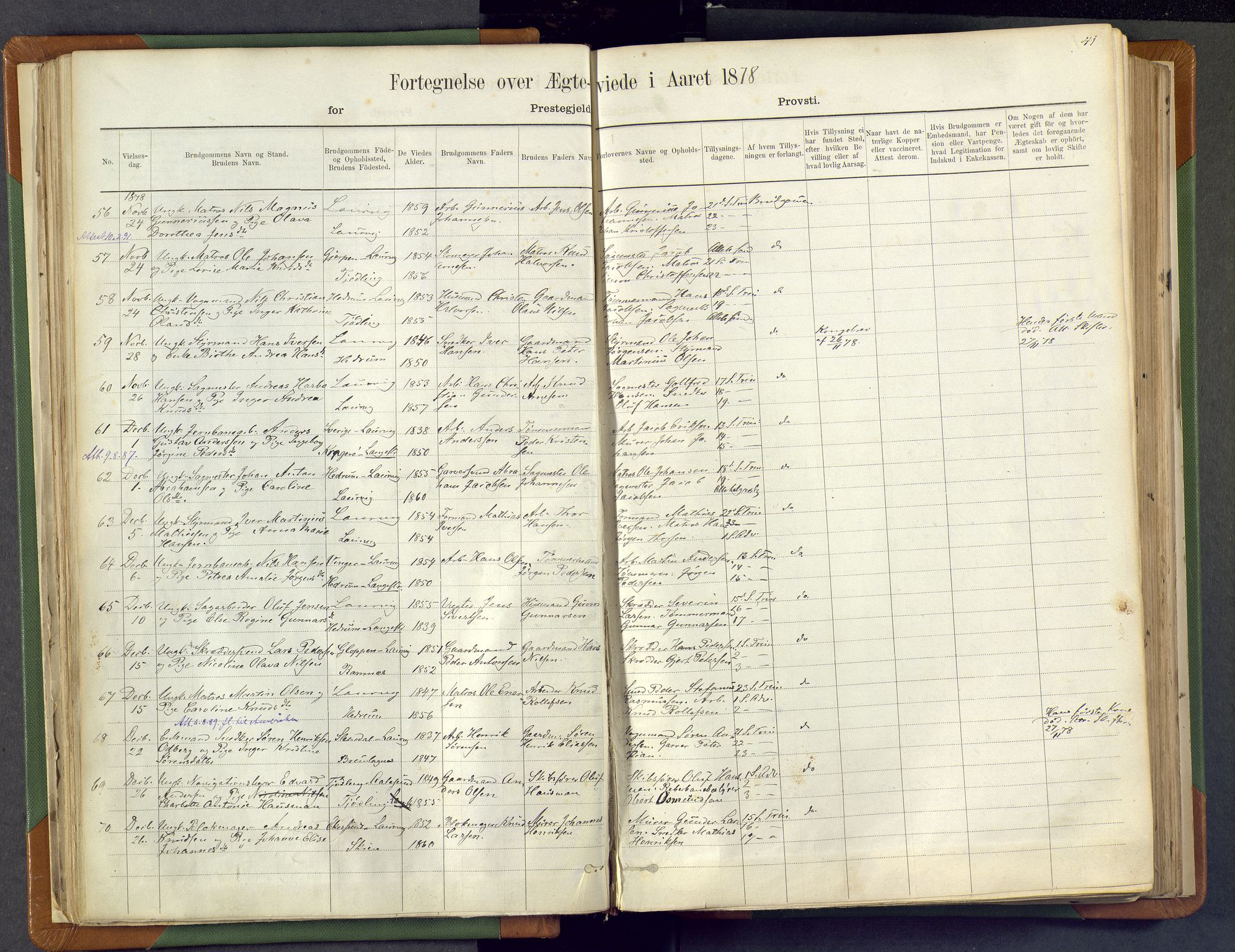 Larvik kirkebøker, AV/SAKO-A-352/F/Fa/L0007: Ministerialbok nr. I 7, 1871-1883, s. 41