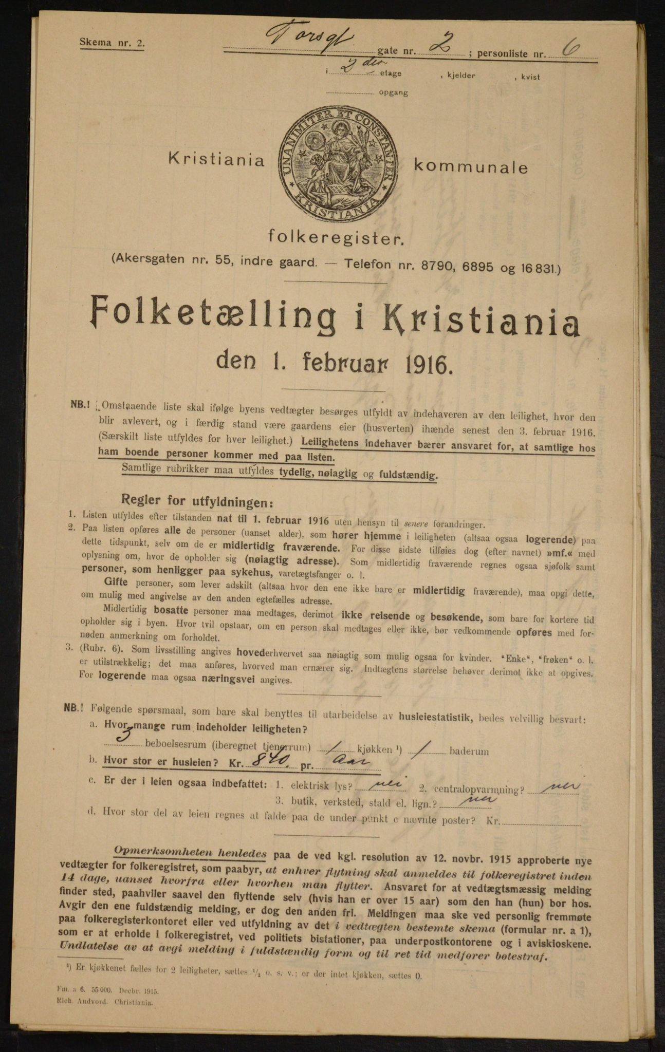 OBA, Kommunal folketelling 1.2.1916 for Kristiania, 1916, s. 117557