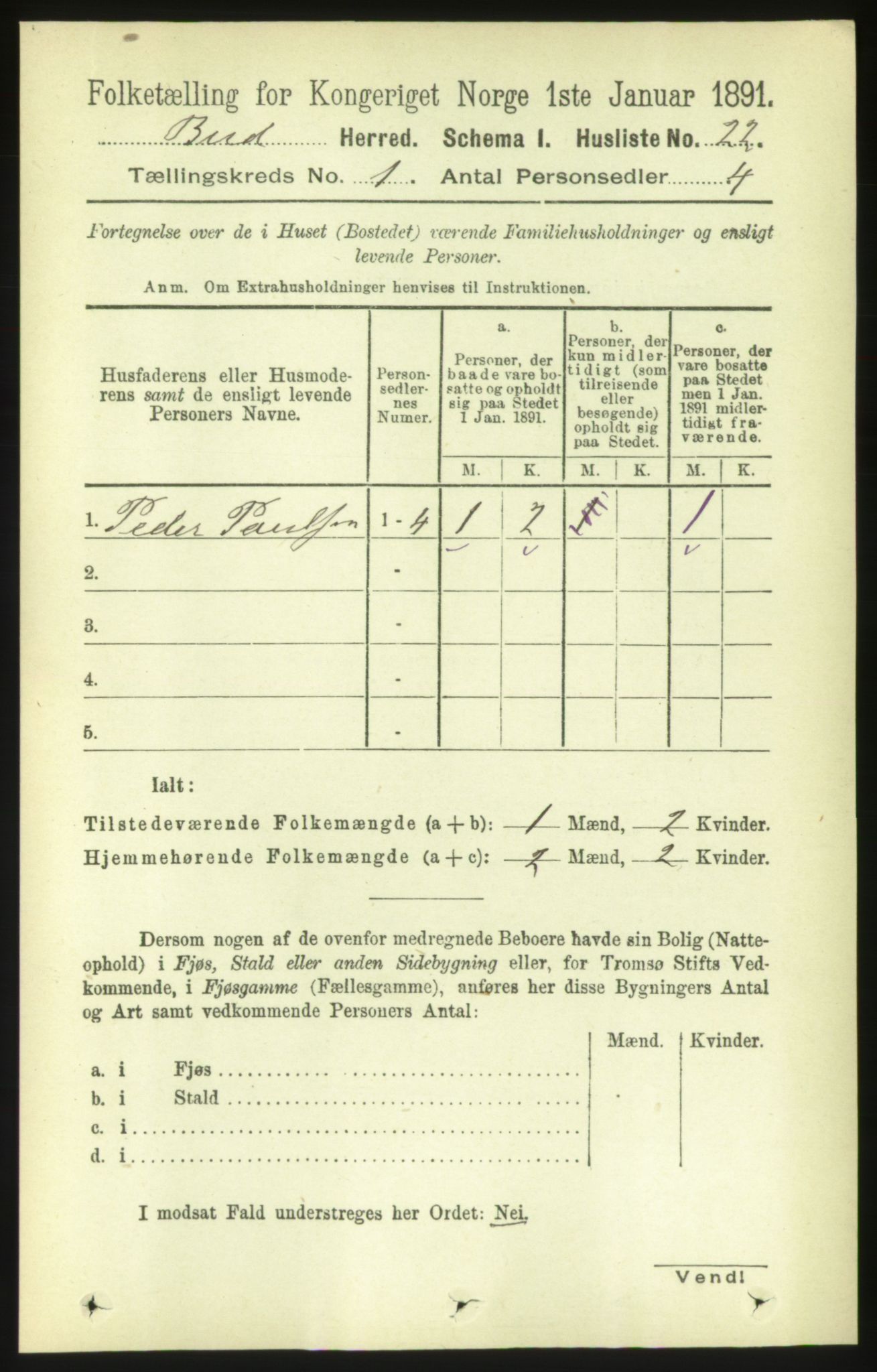 RA, Folketelling 1891 for 1549 Bud herred, 1891, s. 40