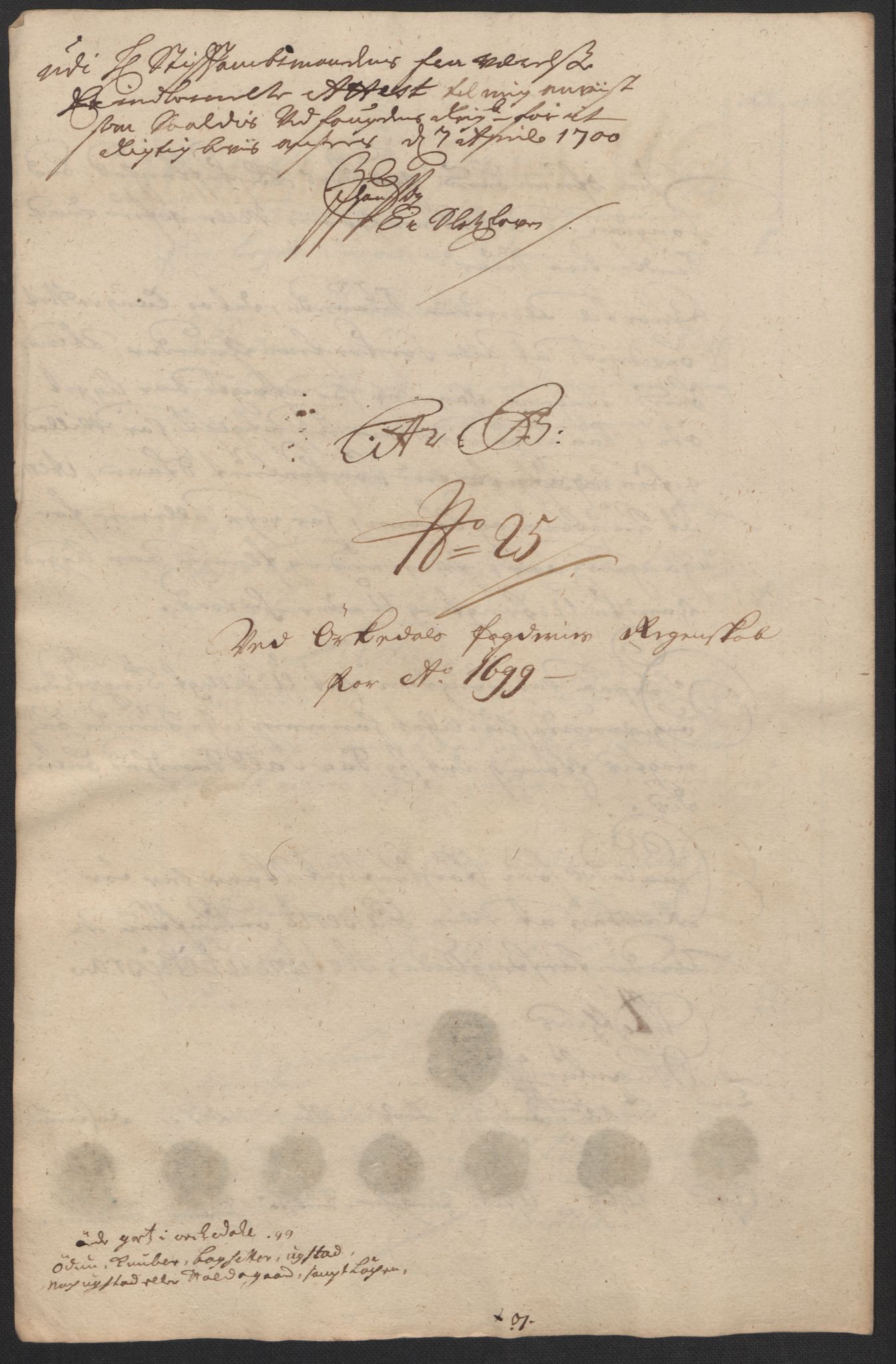 Rentekammeret inntil 1814, Reviderte regnskaper, Fogderegnskap, RA/EA-4092/R60/L3949: Fogderegnskap Orkdal og Gauldal, 1699, s. 208