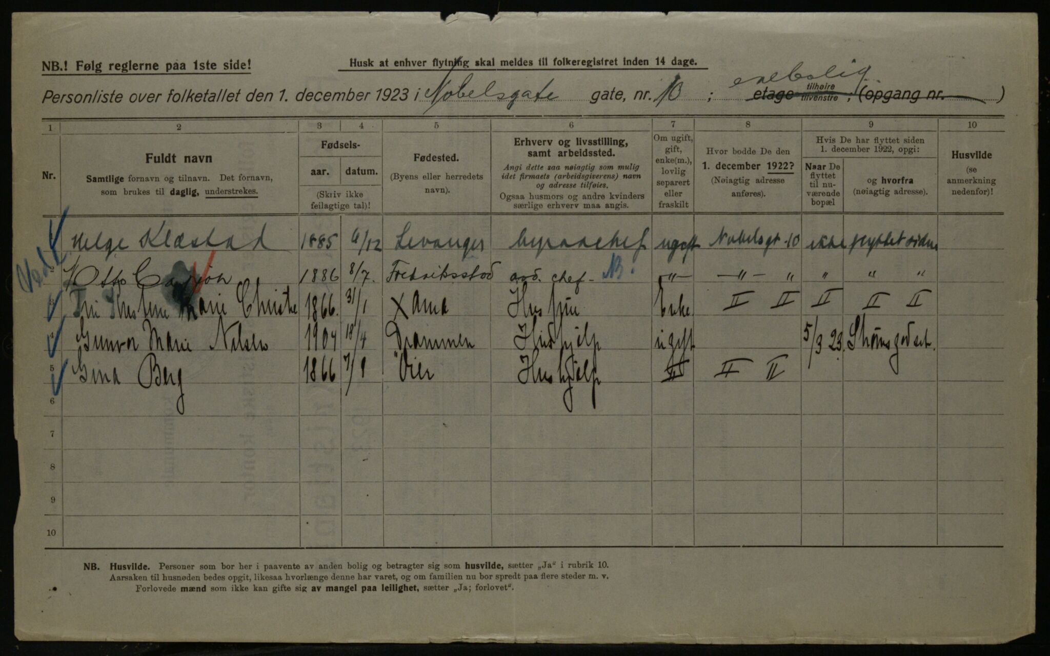 OBA, Kommunal folketelling 1.12.1923 for Kristiania, 1923, s. 78421