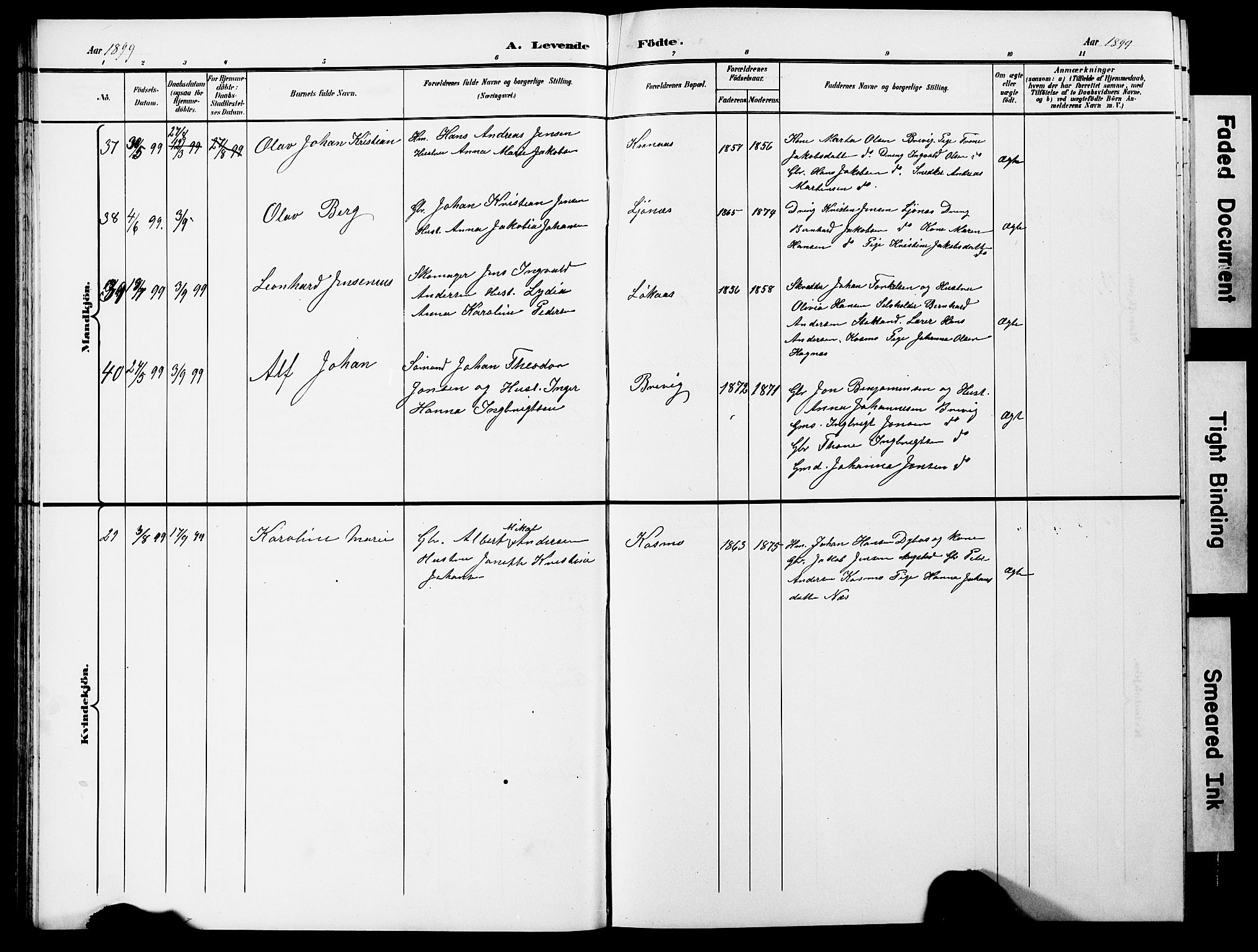 Ministerialprotokoller, klokkerbøker og fødselsregistre - Nordland, AV/SAT-A-1459/852/L0755: Klokkerbok nr. 852C06, 1895-1902