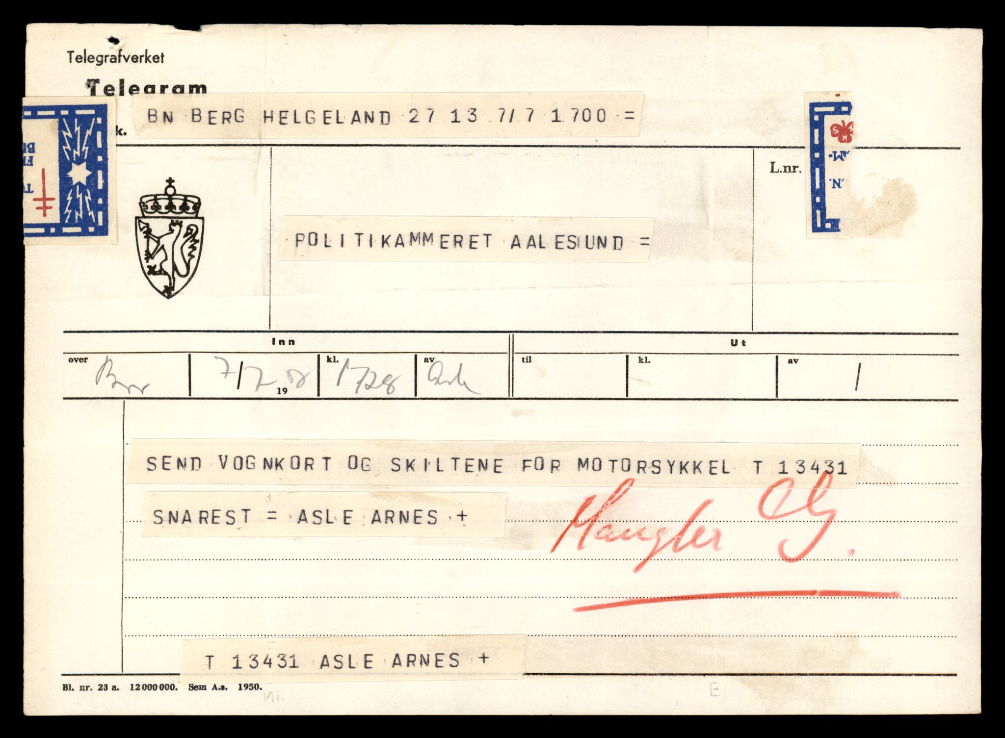 Møre og Romsdal vegkontor - Ålesund trafikkstasjon, AV/SAT-A-4099/F/Fe/L0039: Registreringskort for kjøretøy T 13361 - T 13530, 1927-1998, s. 1197