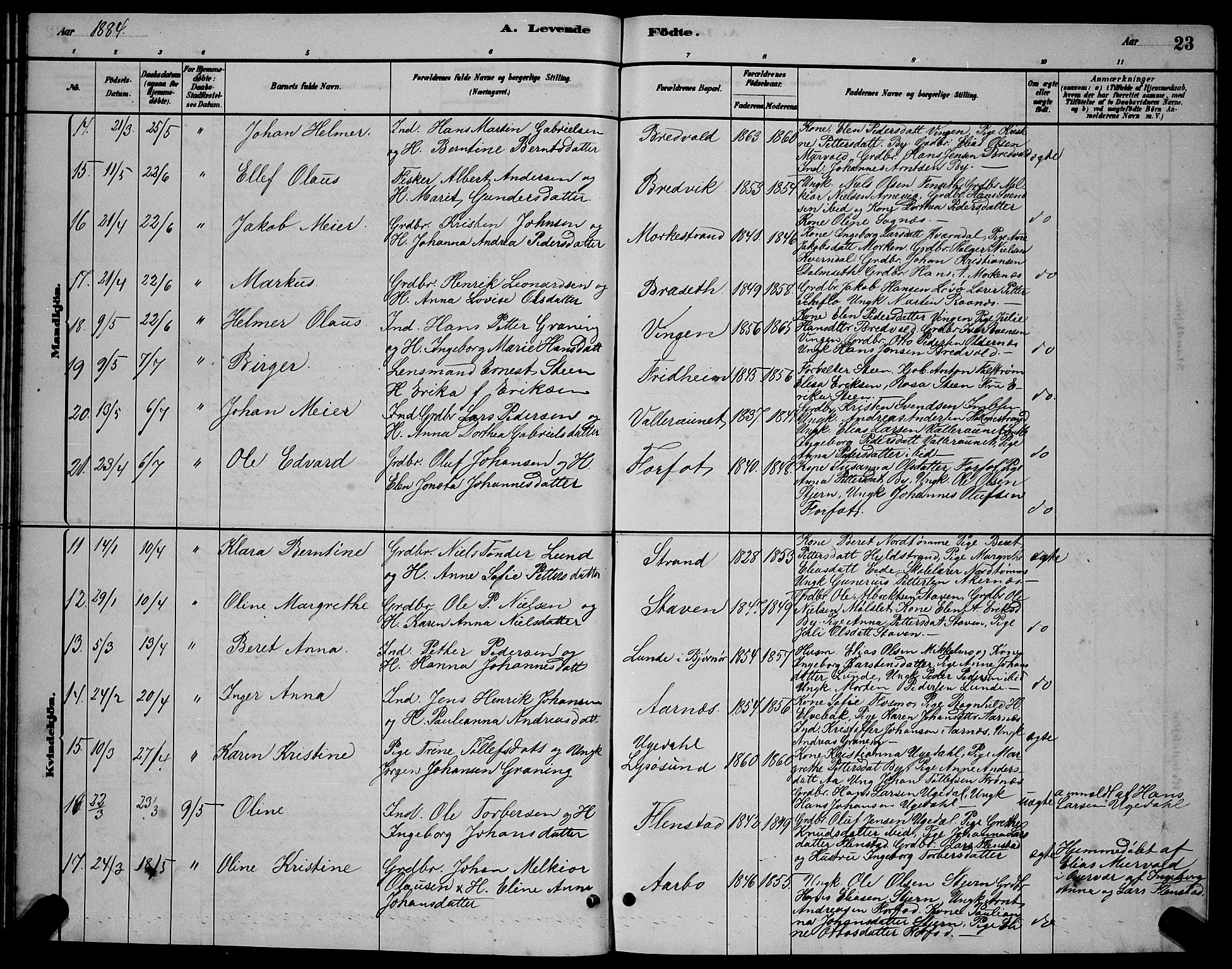 Ministerialprotokoller, klokkerbøker og fødselsregistre - Sør-Trøndelag, AV/SAT-A-1456/655/L0687: Klokkerbok nr. 655C03, 1880-1898, s. 23