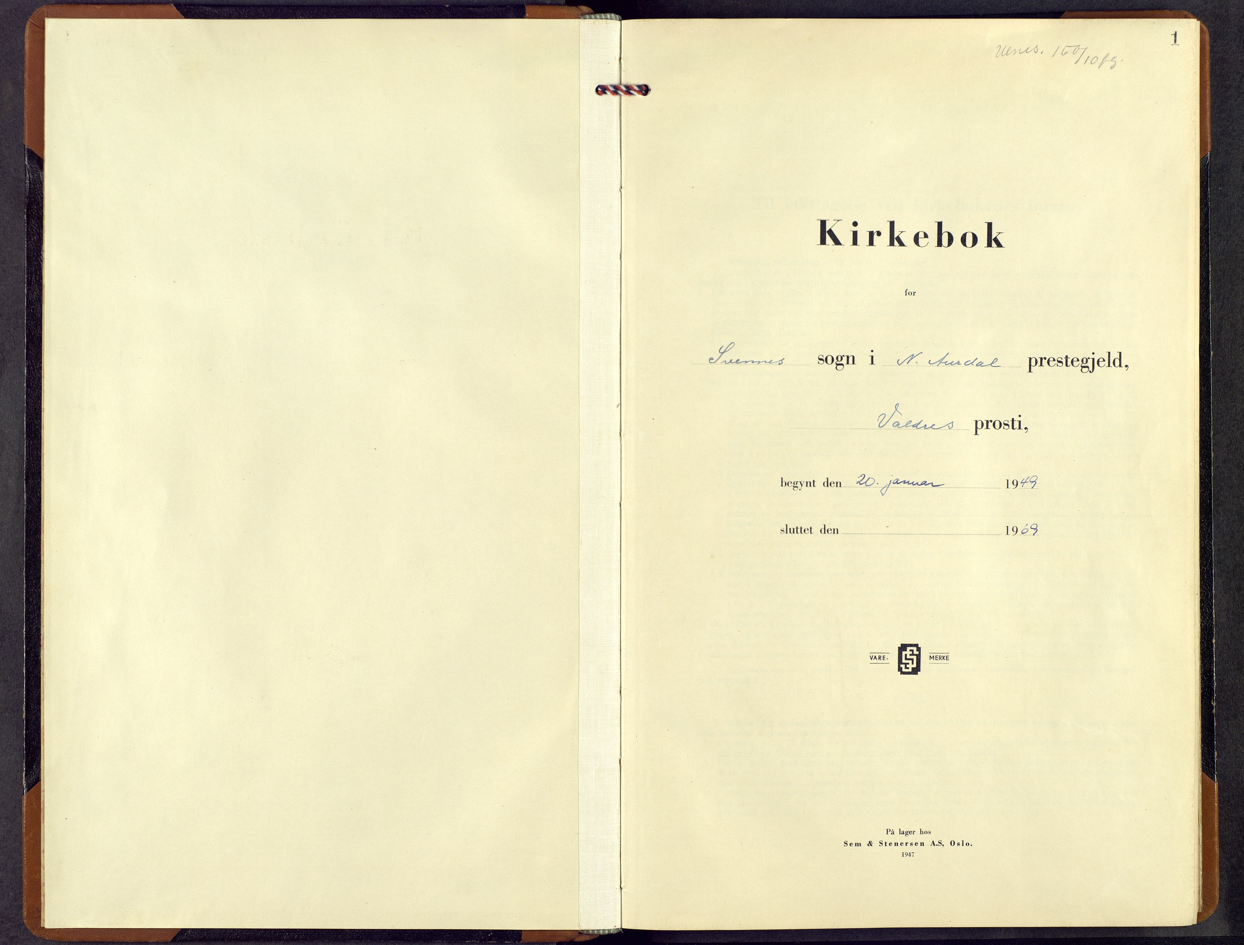 Nord-Aurdal prestekontor, AV/SAH-PREST-132/H/Ha/Hab/L0019: Klokkerbok nr. 19, 1943-1969, s. 0b-1a