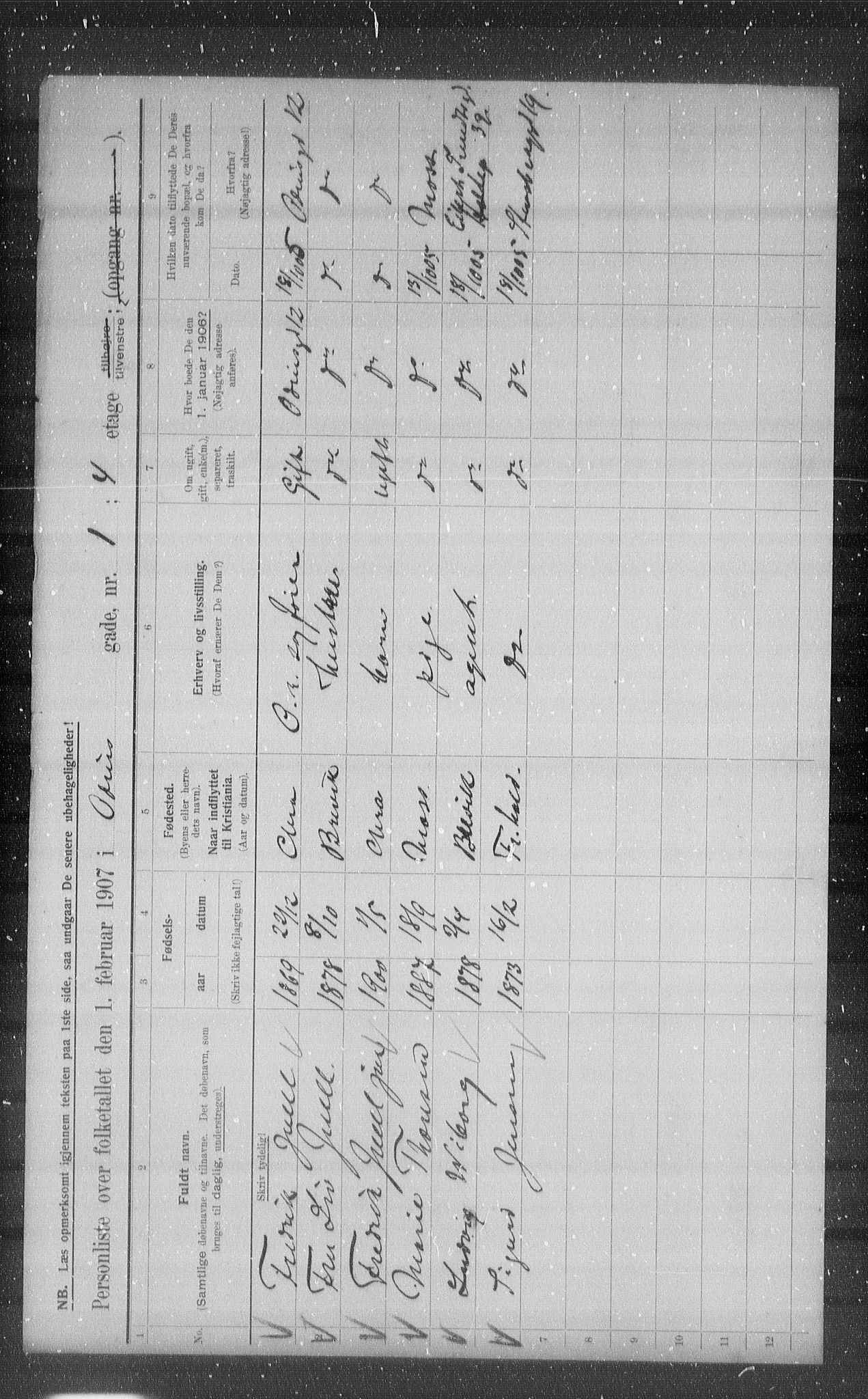 OBA, Kommunal folketelling 1.2.1907 for Kristiania kjøpstad, 1907, s. 38213