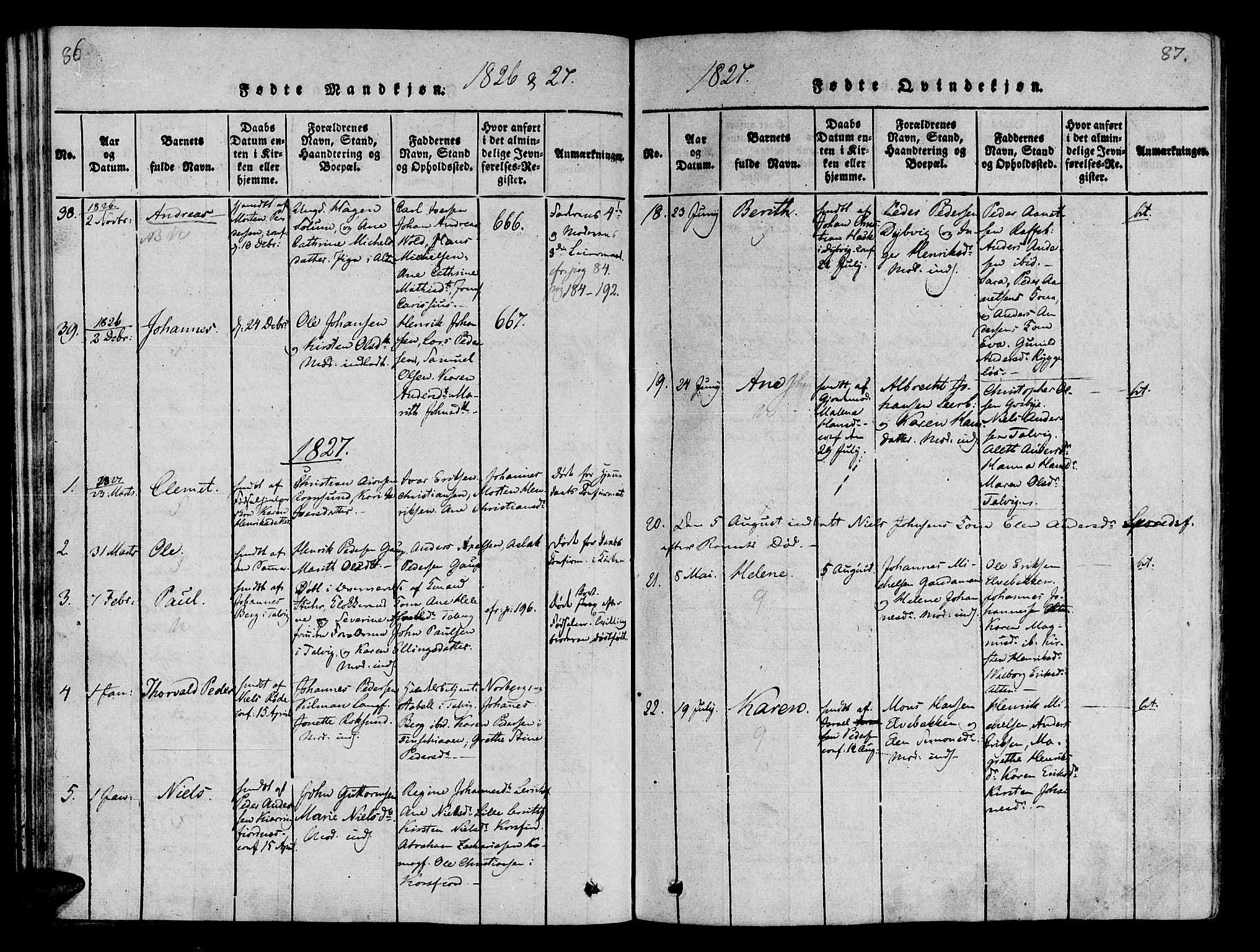 Talvik sokneprestkontor, AV/SATØ-S-1337/H/Ha/L0008kirke: Ministerialbok nr. 8, 1821-1837, s. 86-87