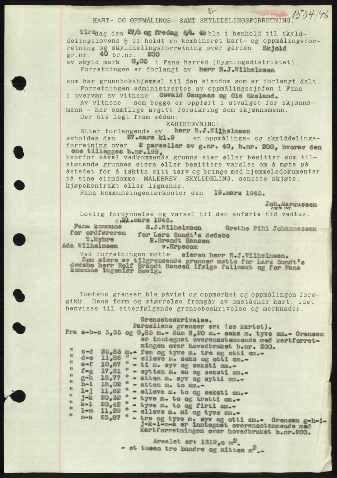 Midhordland sorenskriveri, SAB/A-3001/1/G/Gb/Gbj/L0022: Pantebok nr. A41-43, 1946-1946, Dagboknr: 1504/1946