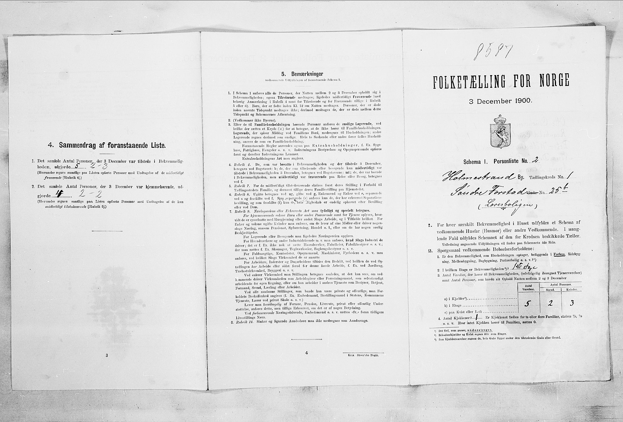 RA, Folketelling 1900 for 0702 Holmestrand kjøpstad, 1900, s. 287