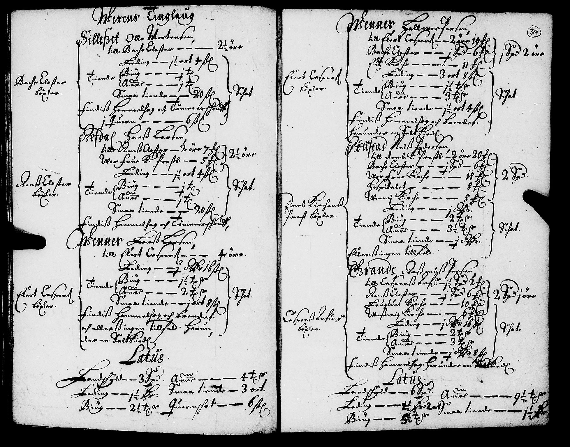 Rentekammeret inntil 1814, Realistisk ordnet avdeling, AV/RA-EA-4070/N/Nb/Nba/L0055: Inderøy len, 1668, s. 38b-39a