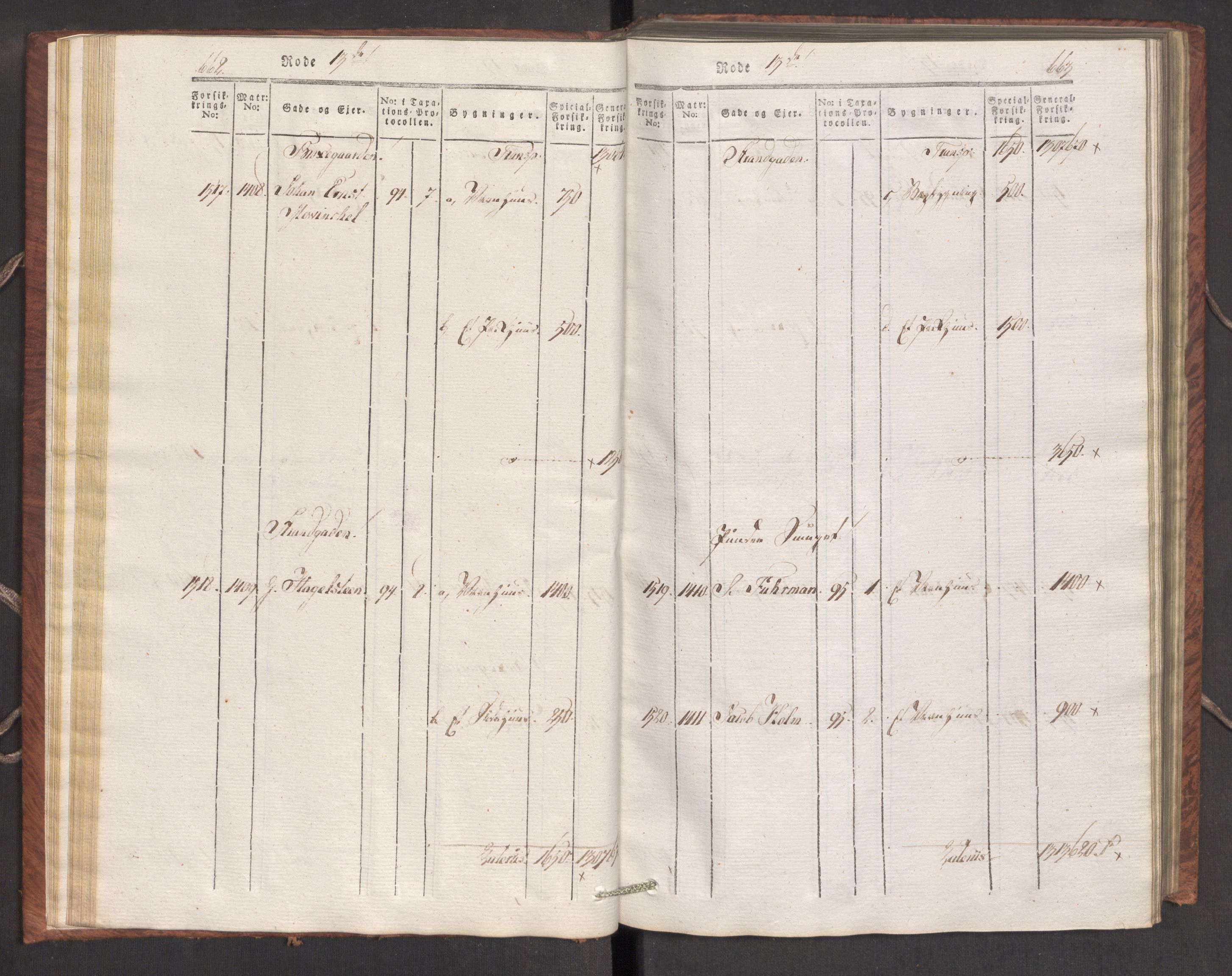 Kommersekollegiet, Brannforsikringskontoret 1767-1814, AV/RA-EA-5458/F/Fa/L0007/0002: Bergen / Branntakstprotokoll, 1807-1817, s. 662-663