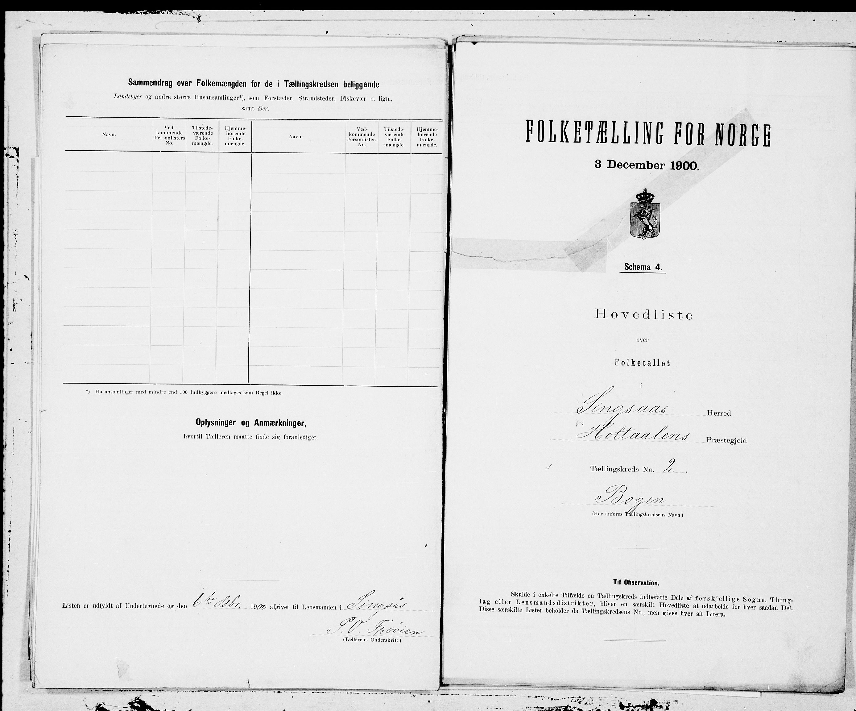 SAT, Folketelling 1900 for 1646 Singsås herred, 1900, s. 4