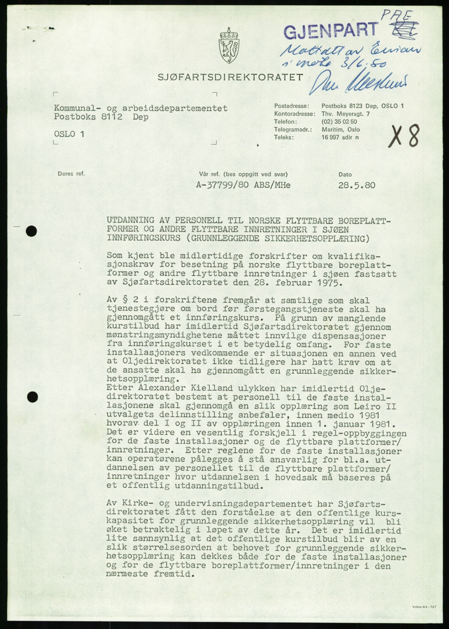 Justisdepartementet, Granskningskommisjonen ved Alexander Kielland-ulykken 27.3.1980, AV/RA-S-1165/D/L0020: X Opplæring/Kompetanse (Doku.liste + X1-X18 av 18)/Y Forskningsprosjekter (Doku.liste + Y1-Y7 av 9), 1980-1981, s. 32