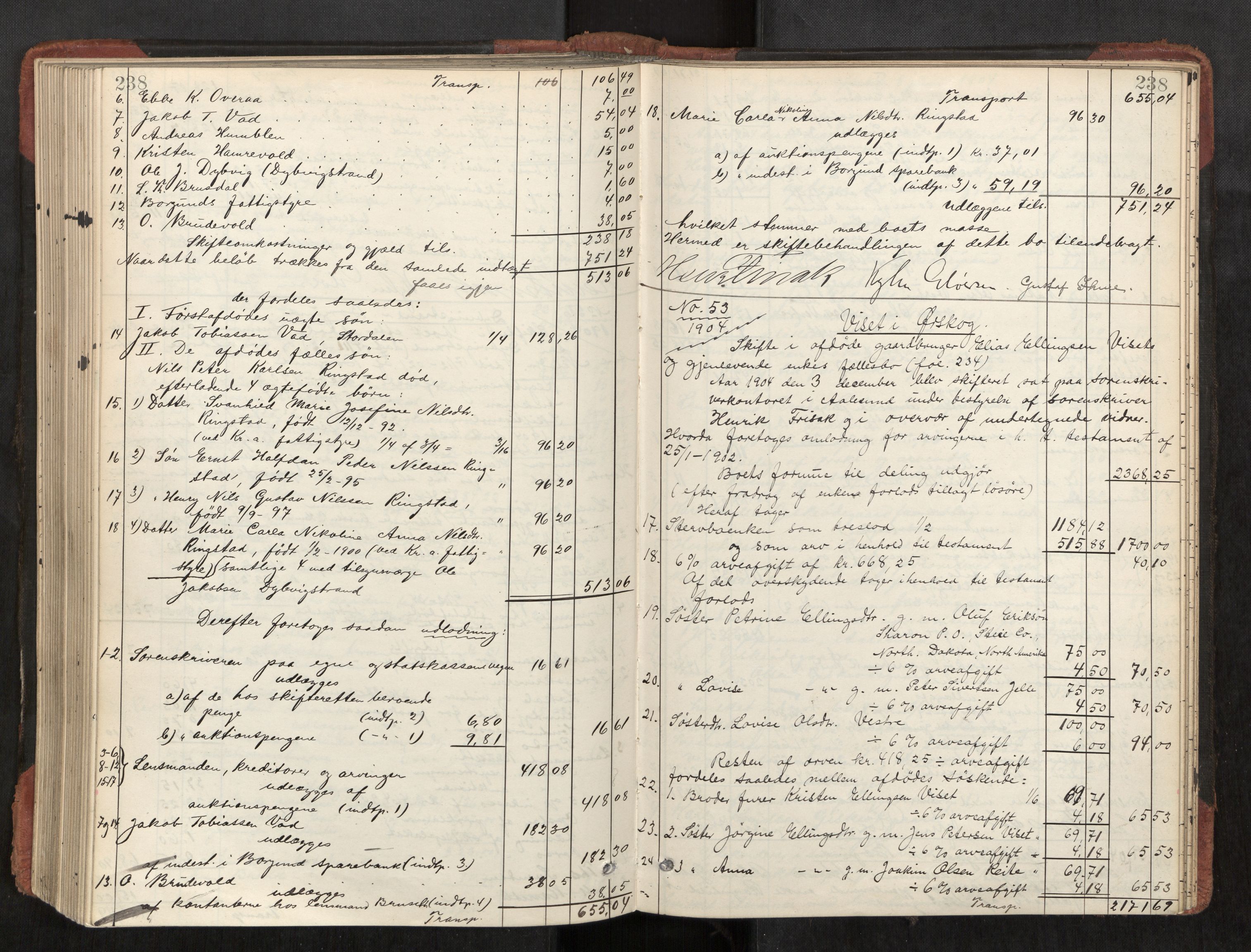 Nordre Sunnmøre sorenskriveri, AV/SAT-A-0006/1/3/3A/L0023: Skiftesluttningsprotokoll 4, 1898-1905, s. 238