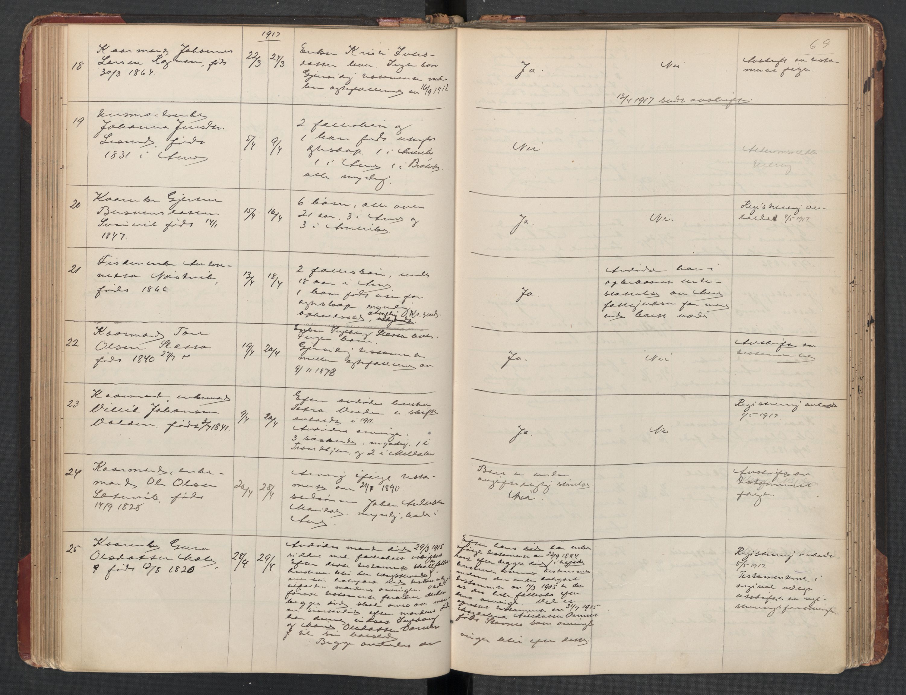 Aure lensmannskontor, AV/SAT-A-1088/1/02/L0003: 2.01.03 Dødsfallsprotokoll, 1906-1926, s. 69