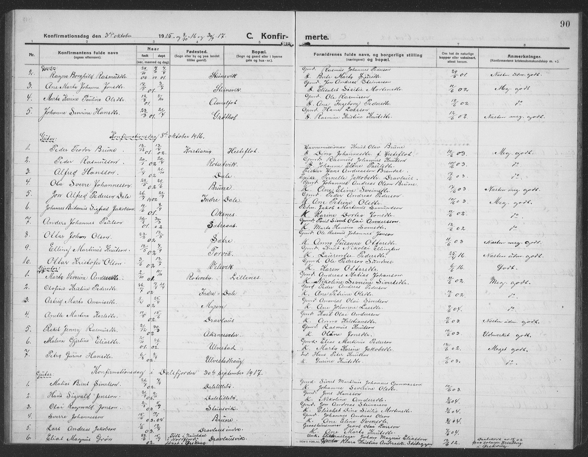 Ministerialprotokoller, klokkerbøker og fødselsregistre - Møre og Romsdal, AV/SAT-A-1454/512/L0169: Klokkerbok nr. 512C01, 1910-1935, s. 90