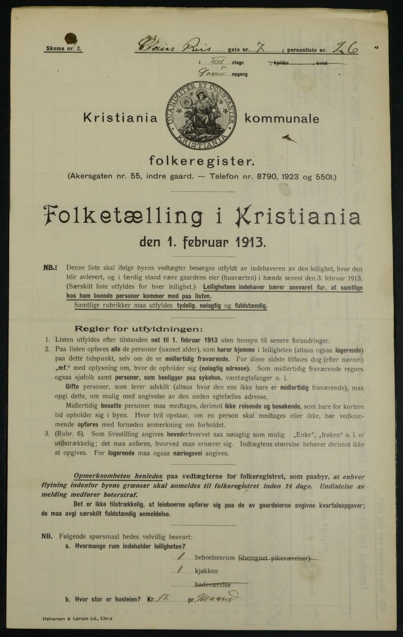 OBA, Kommunal folketelling 1.2.1913 for Kristiania, 1913, s. 12805