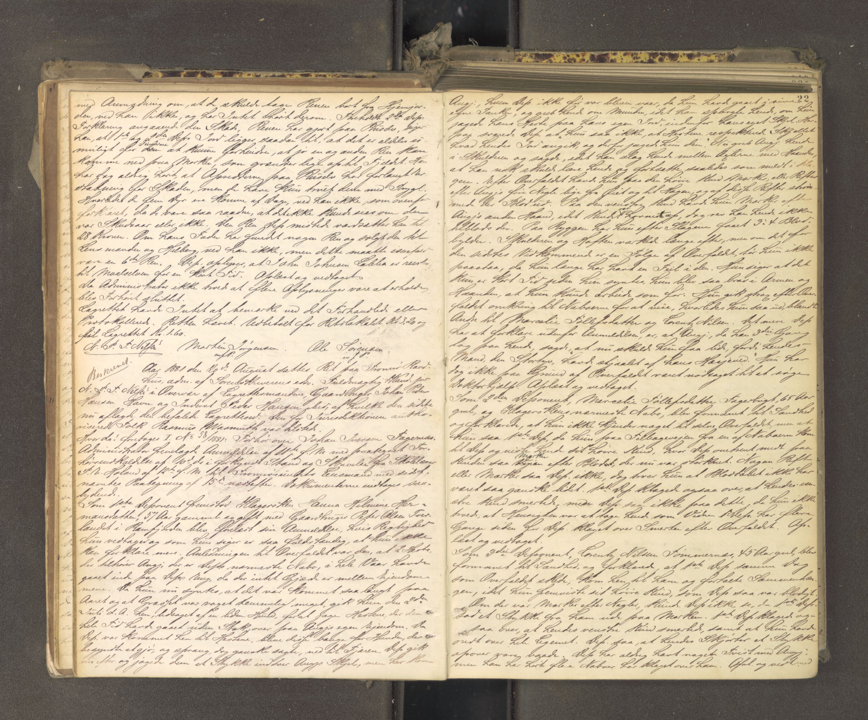 Tromsø sorenskriveri 1855-, AV/SATØ-S-0050/F/Fe/L0133: Ekstrarettsprotokoll med register, 1881-1888, s. 21b-22a