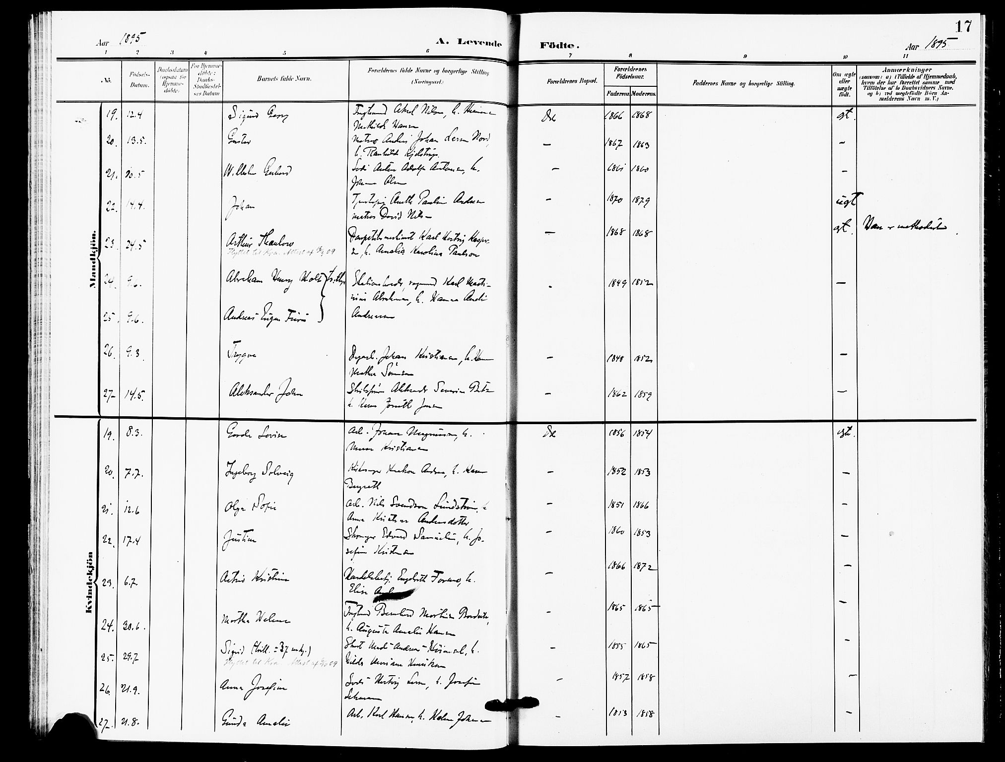 Drøbak prestekontor Kirkebøker, AV/SAO-A-10142a/F/Fb/L0002: Ministerialbok nr. II 2, 1891-1896, s. 17