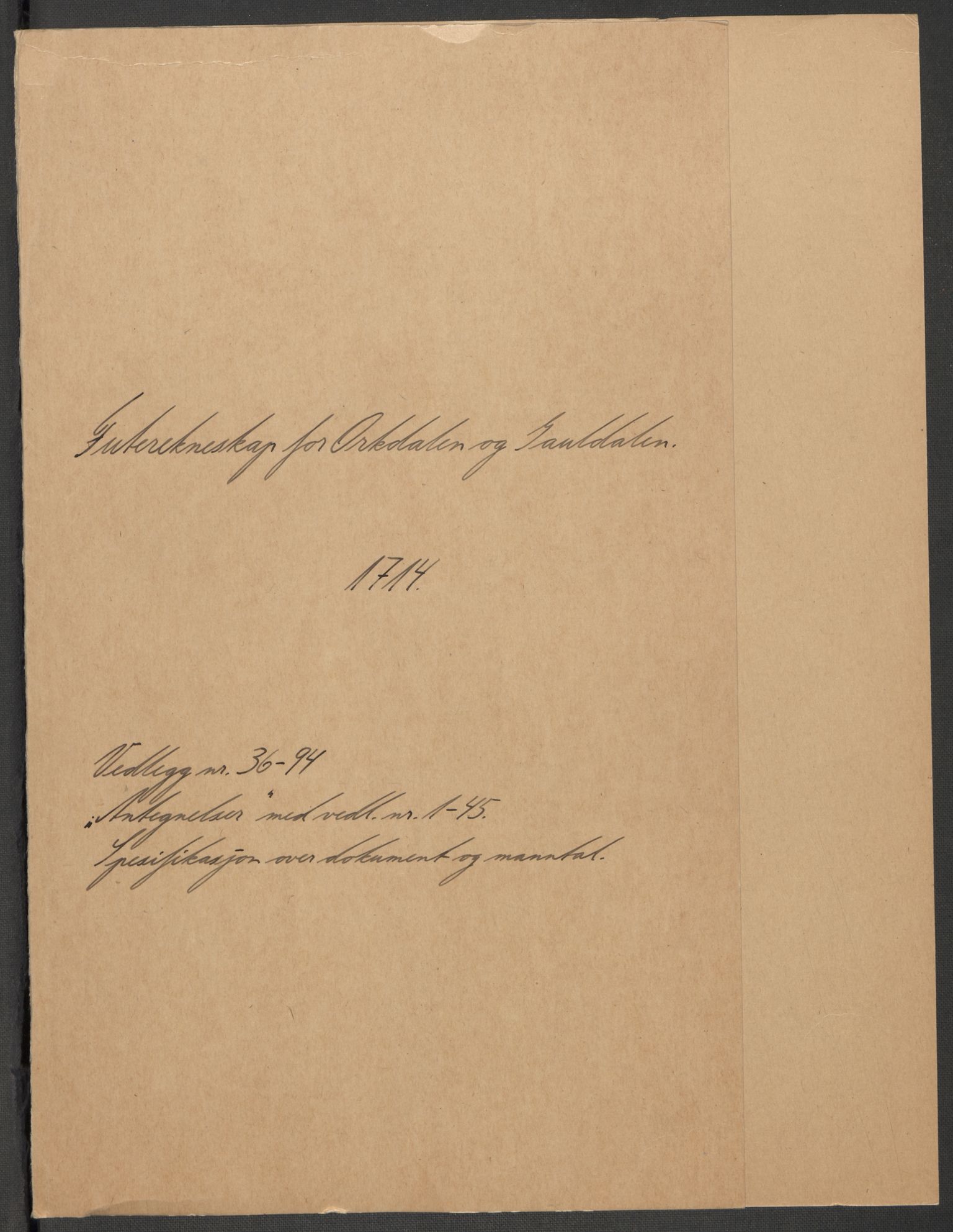 Rentekammeret inntil 1814, Reviderte regnskaper, Fogderegnskap, RA/EA-4092/R60/L3965: Fogderegnskap Orkdal og Gauldal, 1714, s. 320