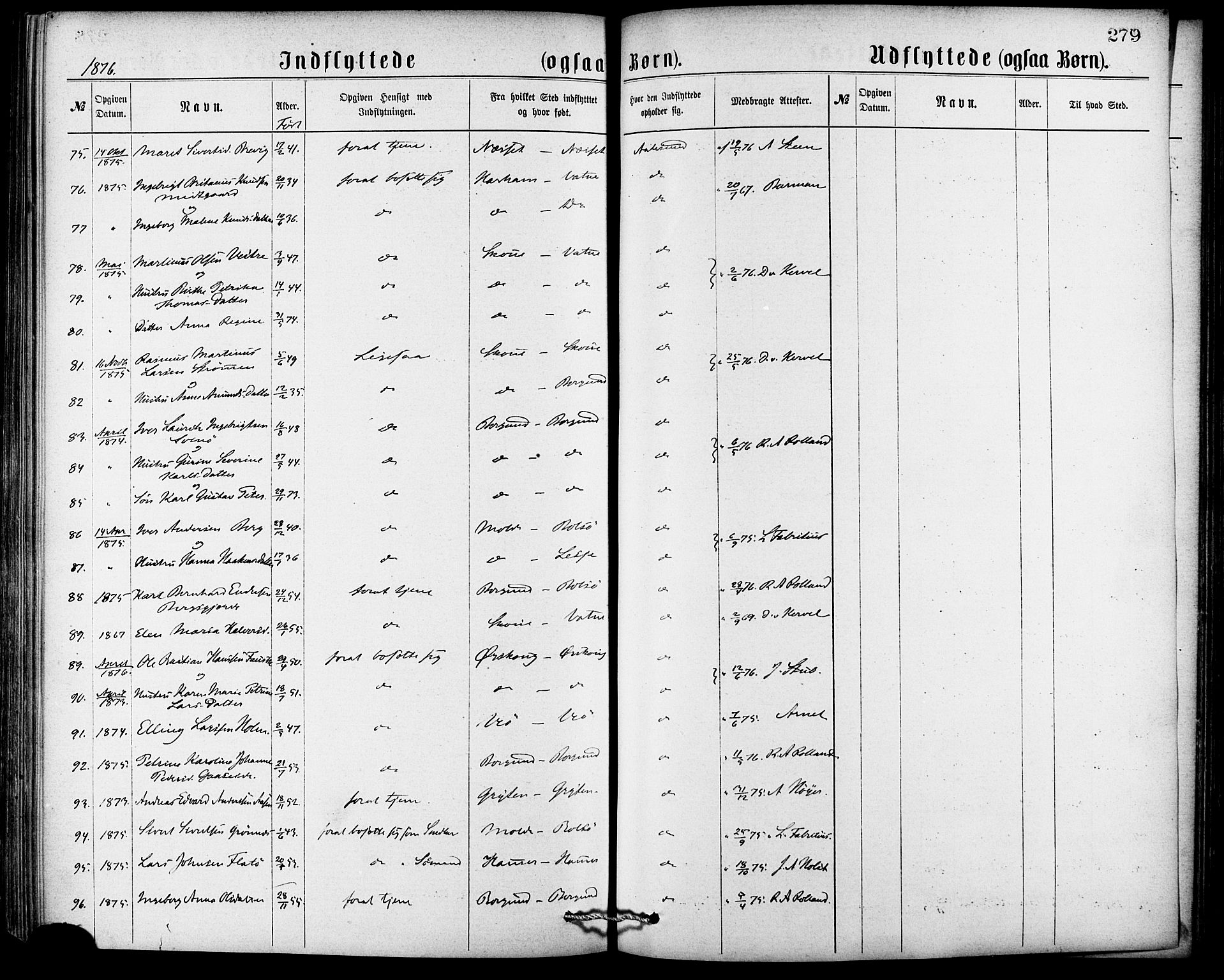 Ministerialprotokoller, klokkerbøker og fødselsregistre - Møre og Romsdal, AV/SAT-A-1454/529/L0453: Ministerialbok nr. 529A03, 1872-1877, s. 279