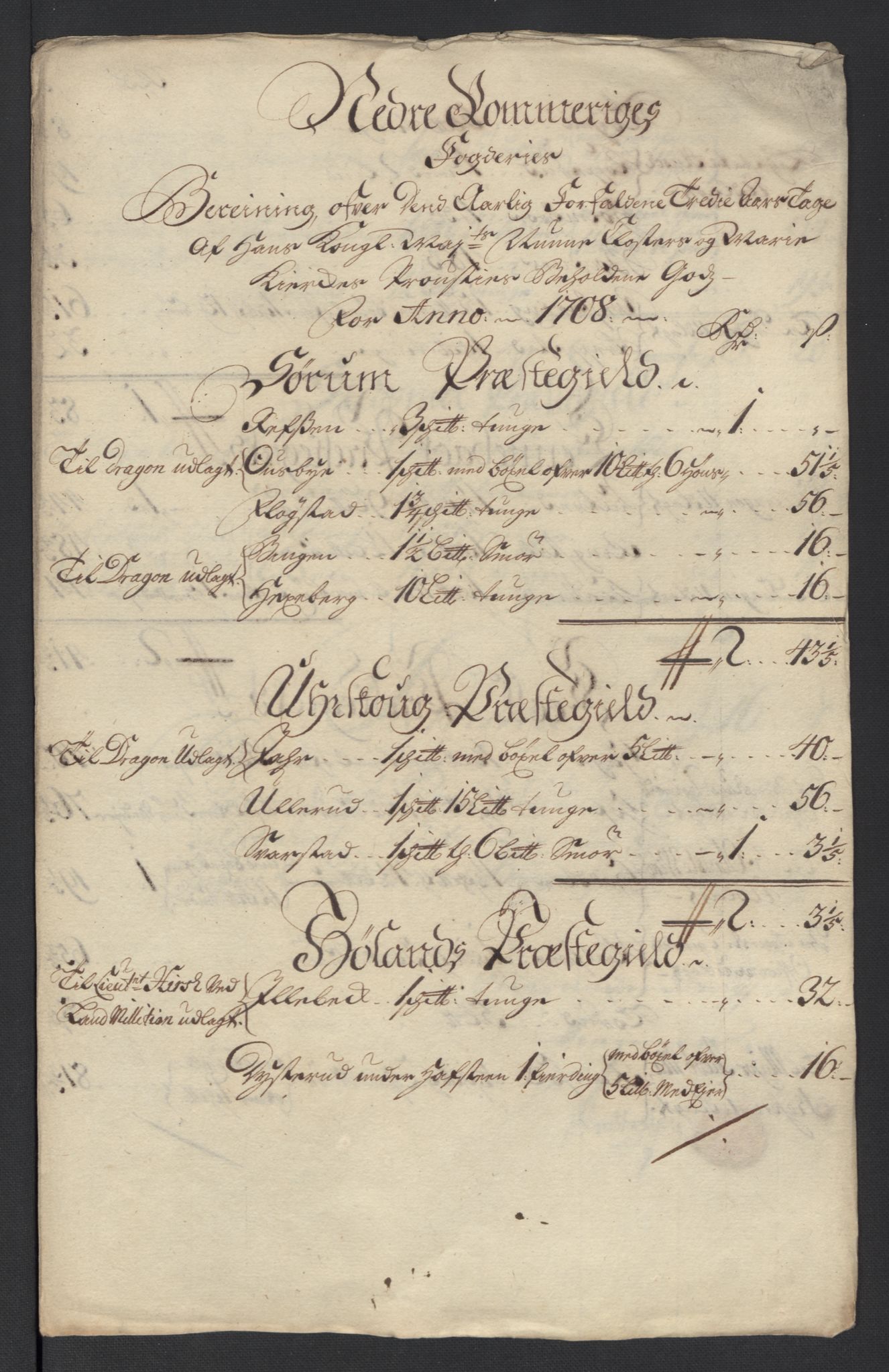 Rentekammeret inntil 1814, Reviderte regnskaper, Fogderegnskap, RA/EA-4092/R11/L0591: Fogderegnskap Nedre Romerike, 1708-1709, s. 24