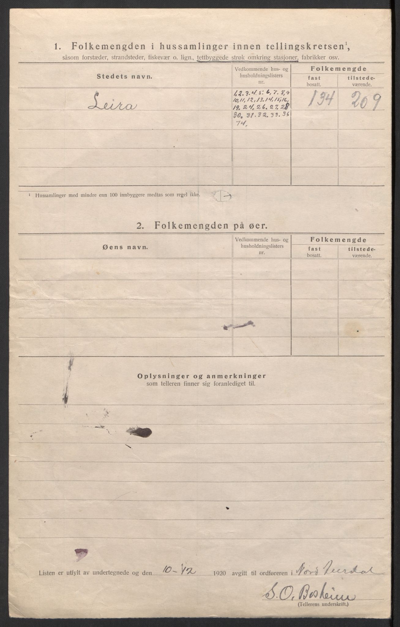 SAH, Folketelling 1920 for 0542 Nord-Aurdal herred, 1920, s. 20